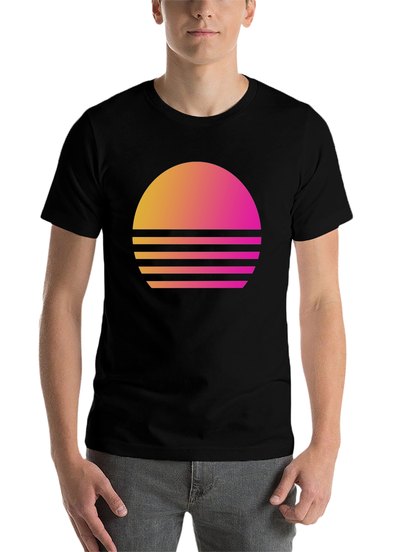 Black Retro Sunset T-Shirt - Vintage Style Graphic Tee view 7