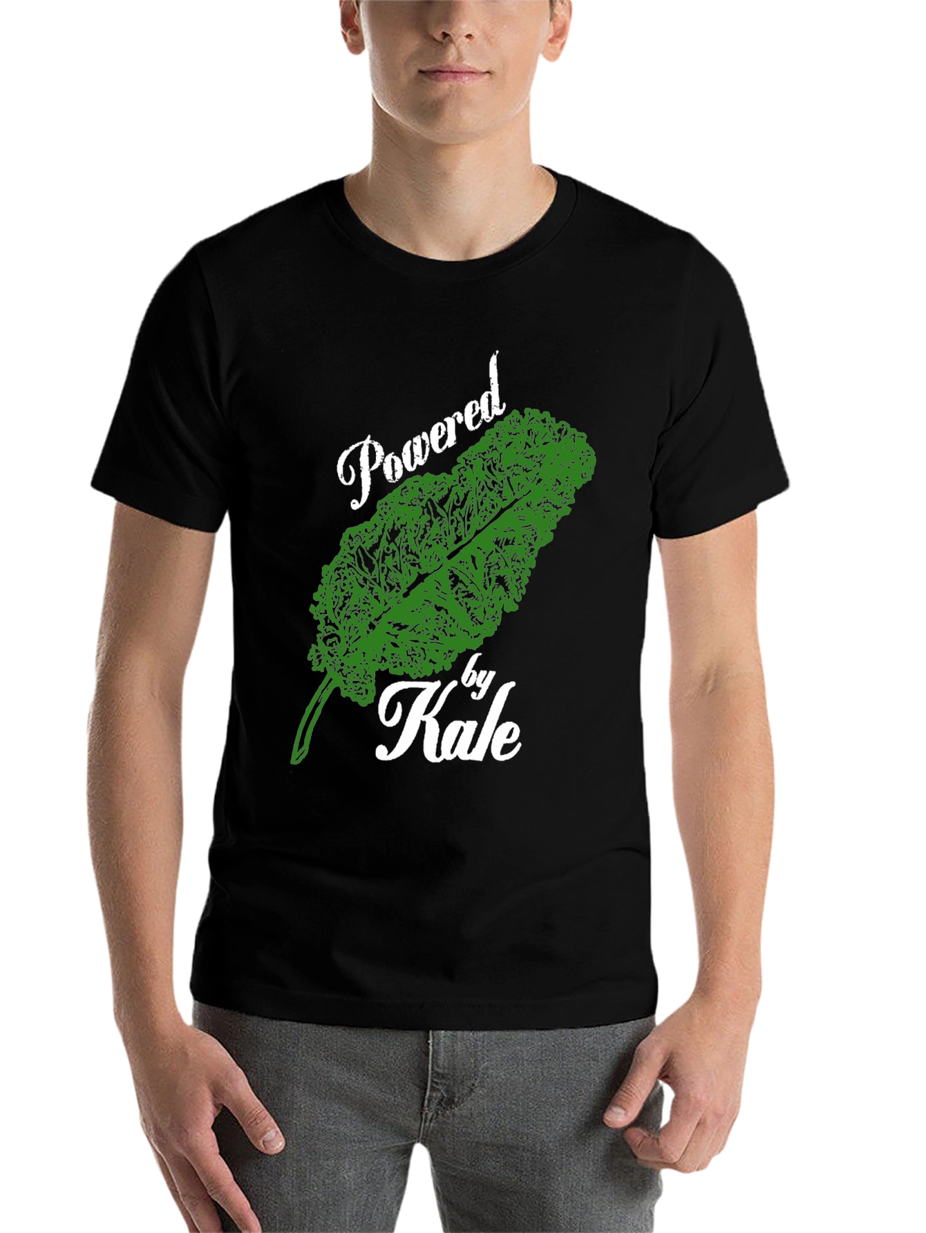 Black Powered by Kale T-Shirt - Vegan & Healthy view 7