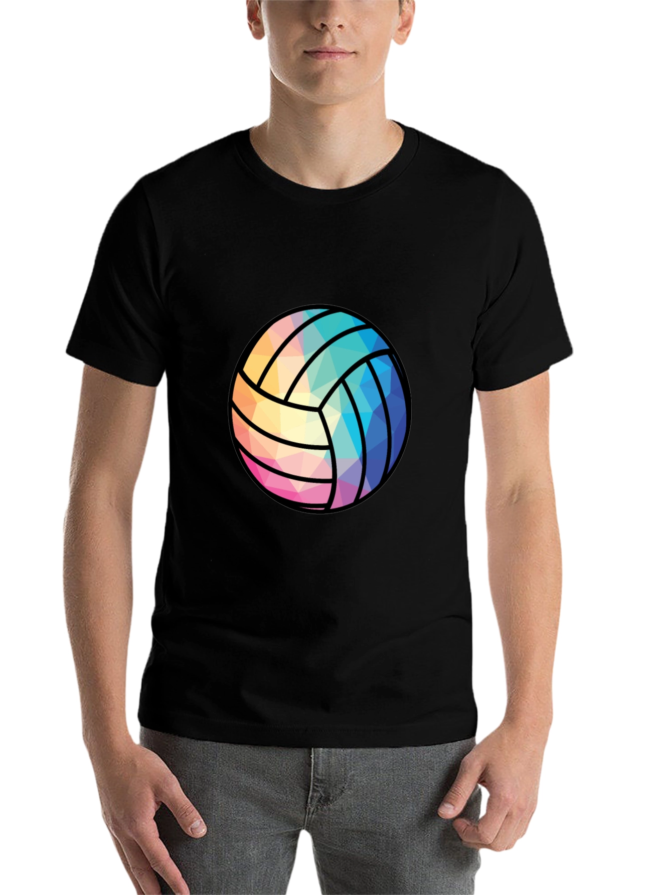 Black Geometric Volleyball Graphic Tee - Black view 7