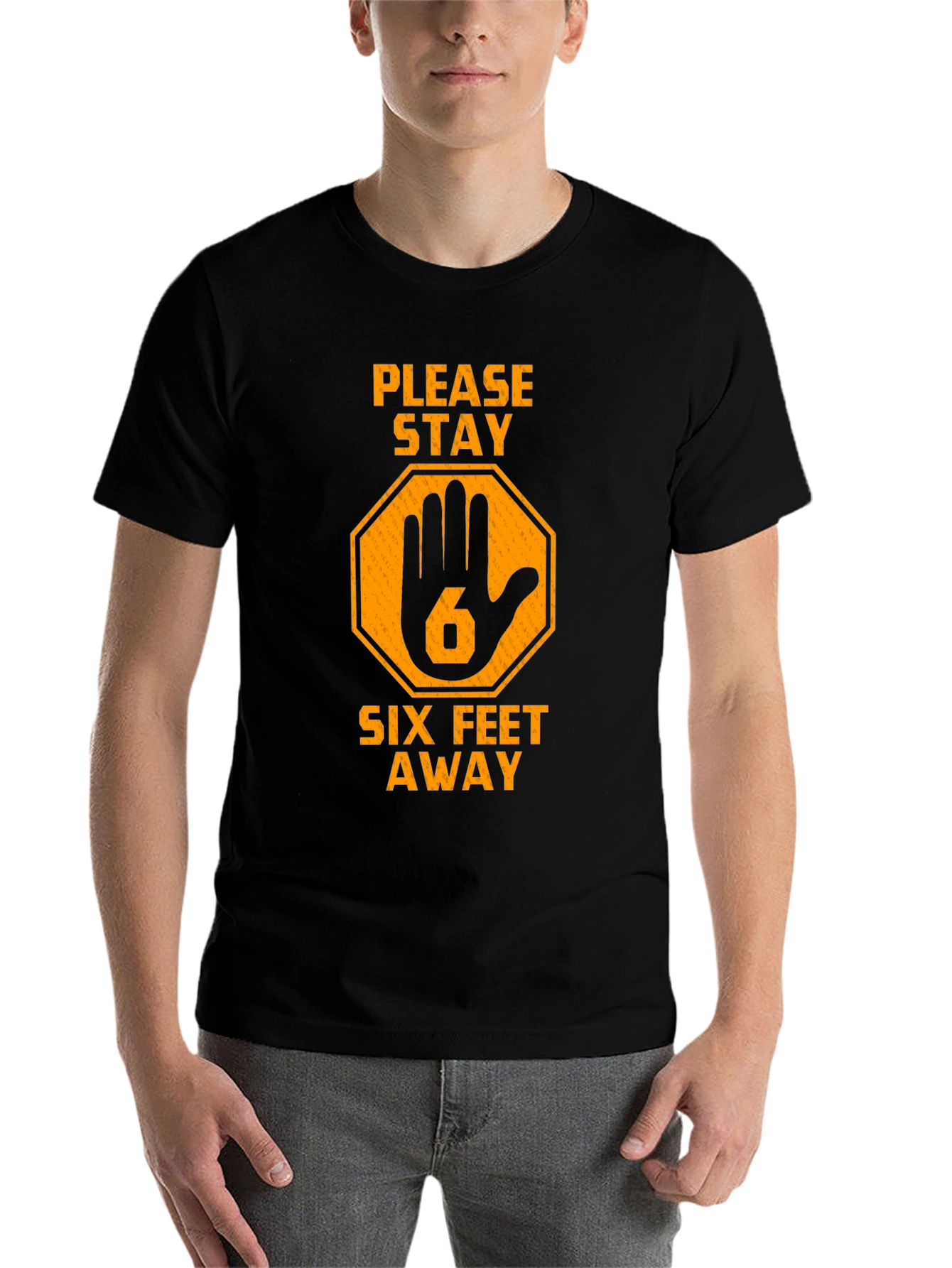 Black Stay Away Six Feet T-Shirt view 7