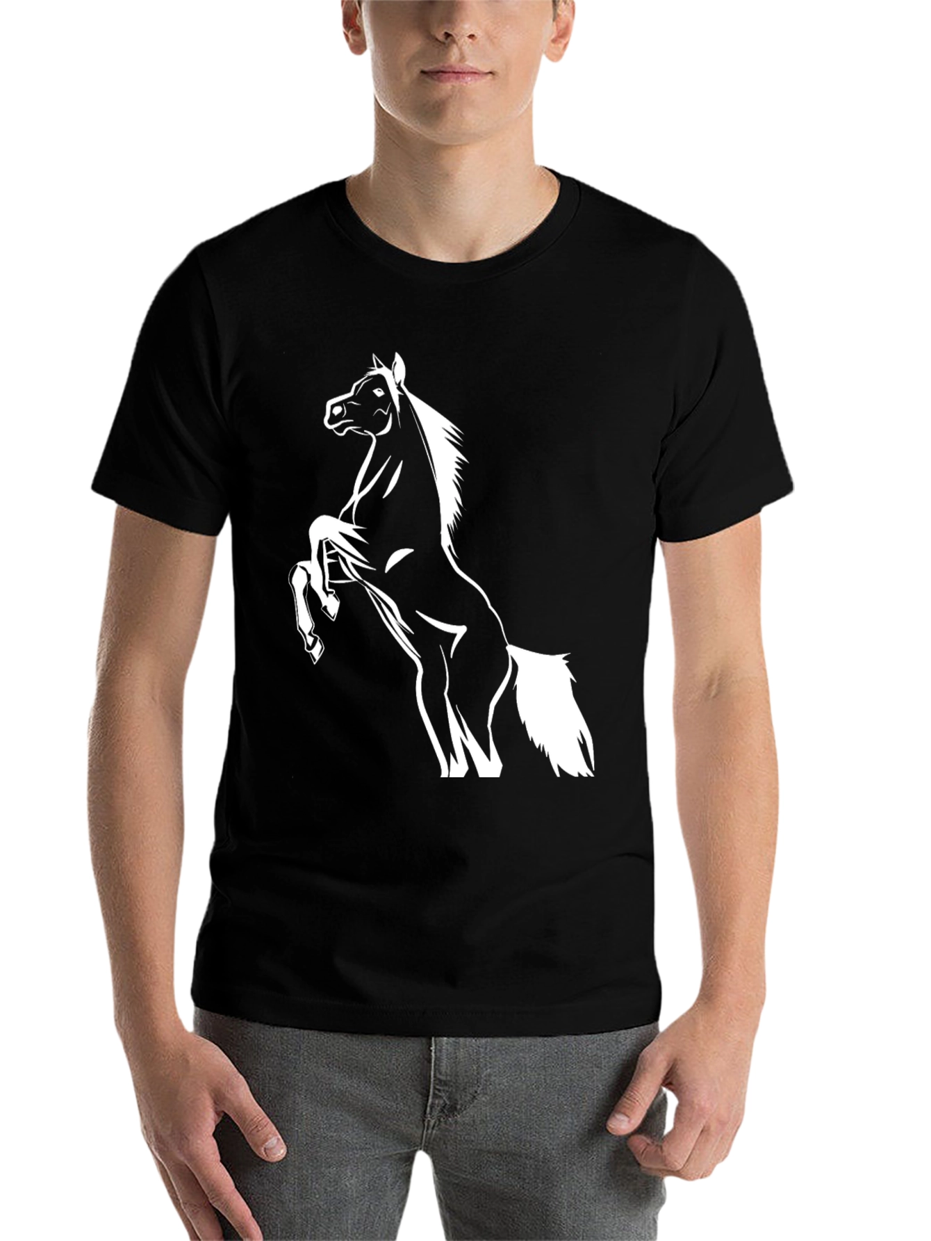 Black Horse Graphic Tee - Black Cotton Blend view 7