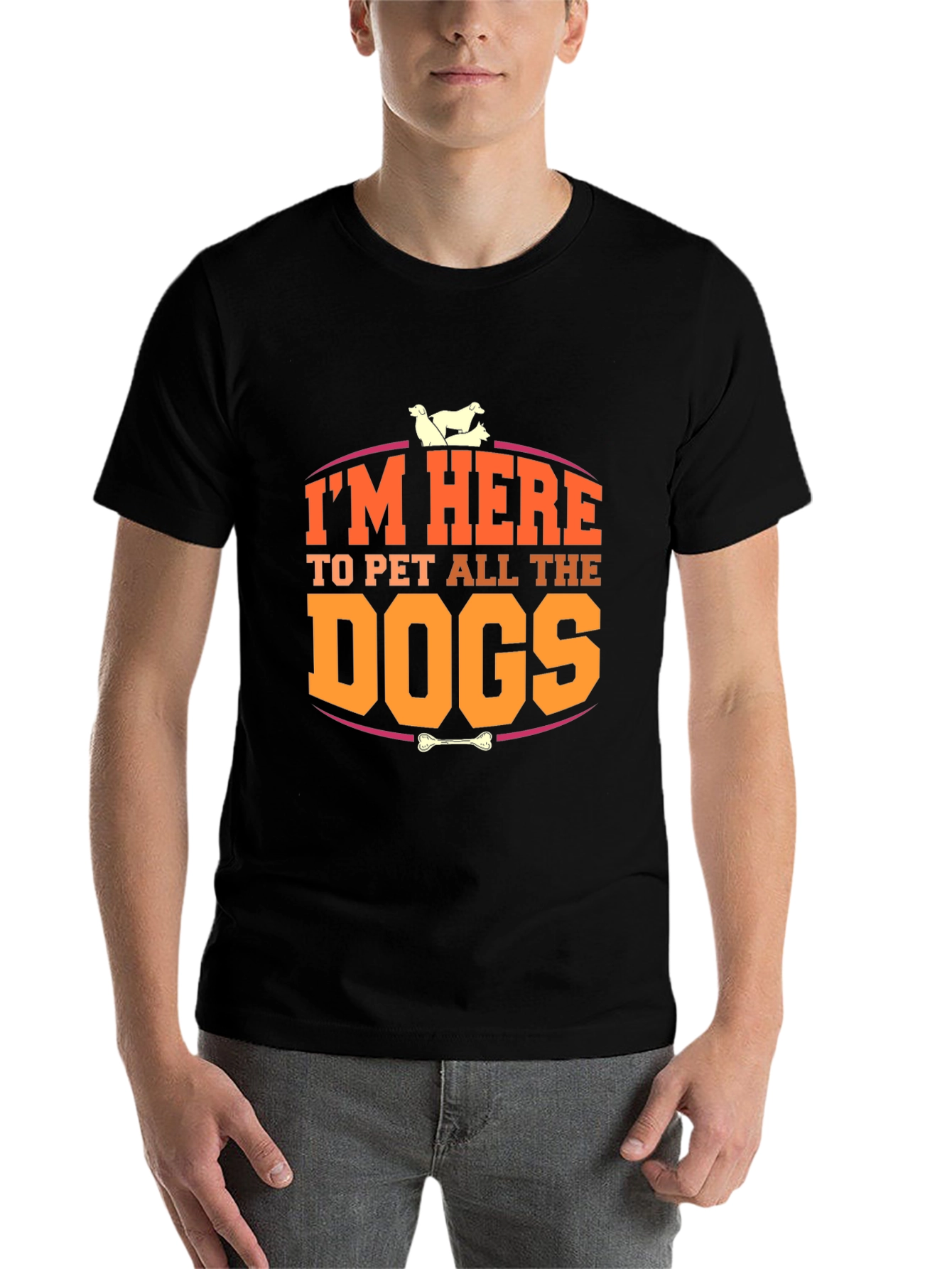 Black I'm Here to Pet All the Dogs T-Shirt view 7