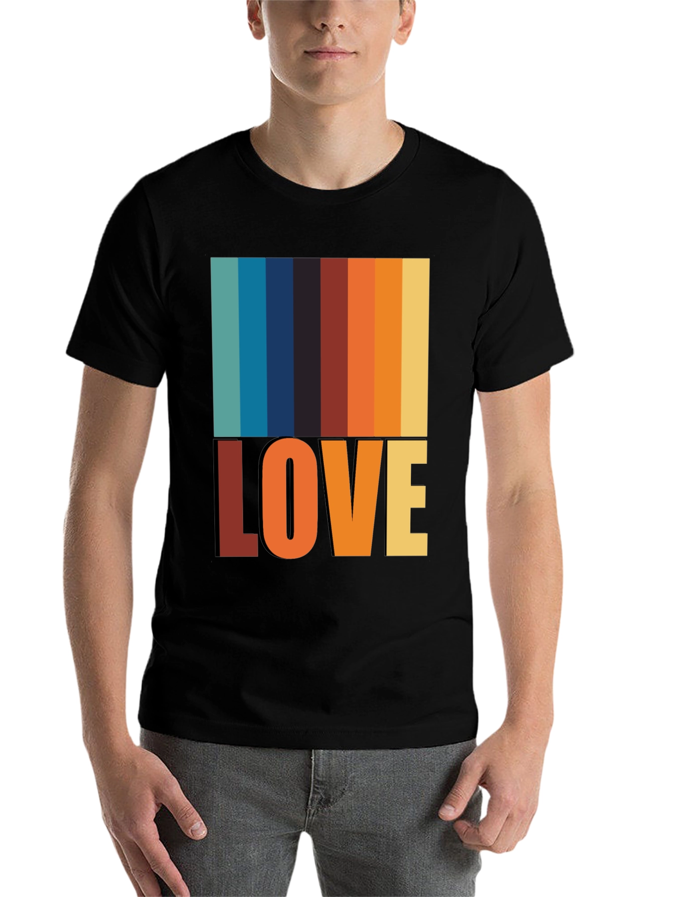 Black Retro Love T-Shirt - Vintage Style Tee view 7