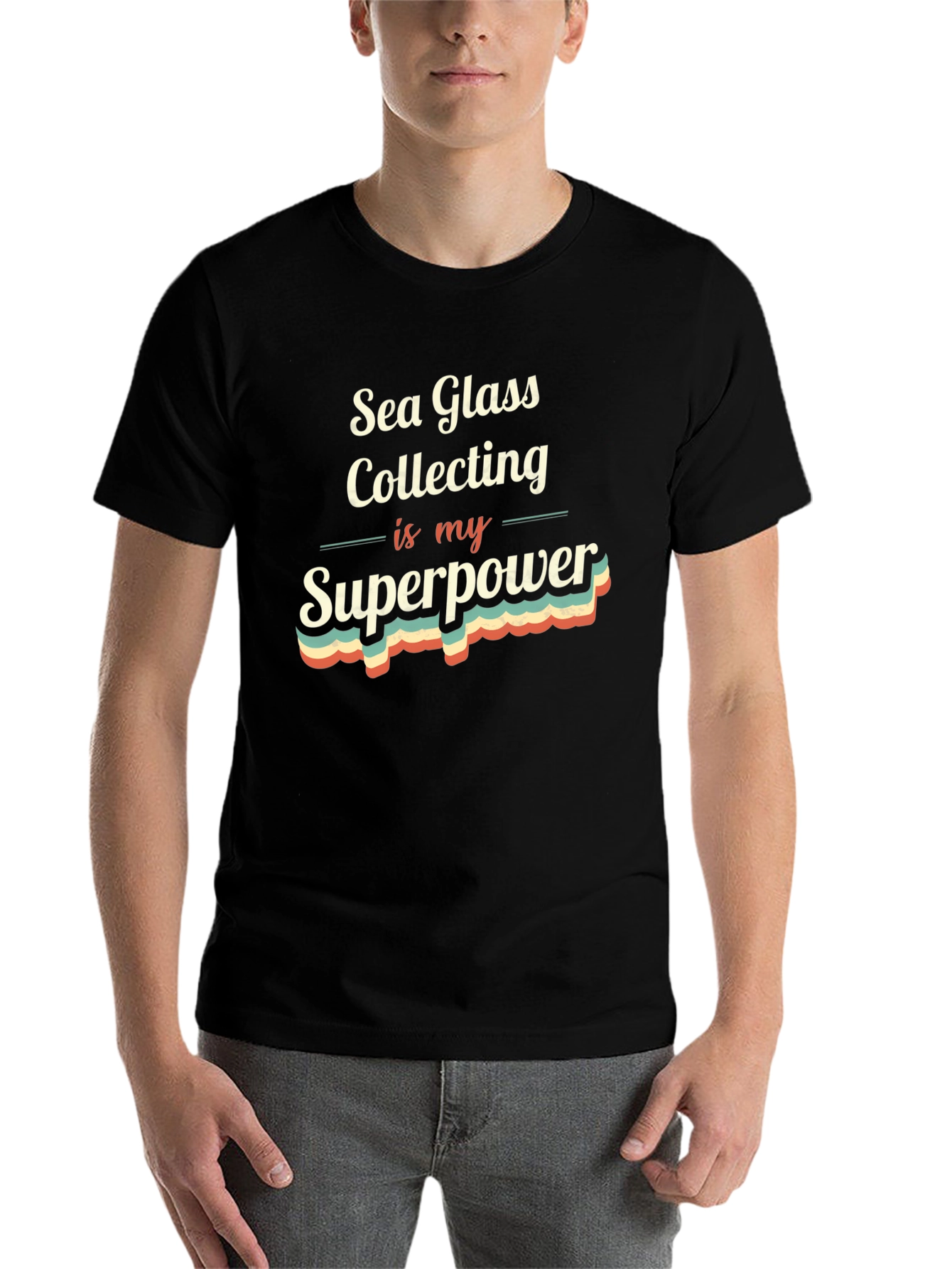 Black Sea Glass Collecting Superpower T-Shirt view 7