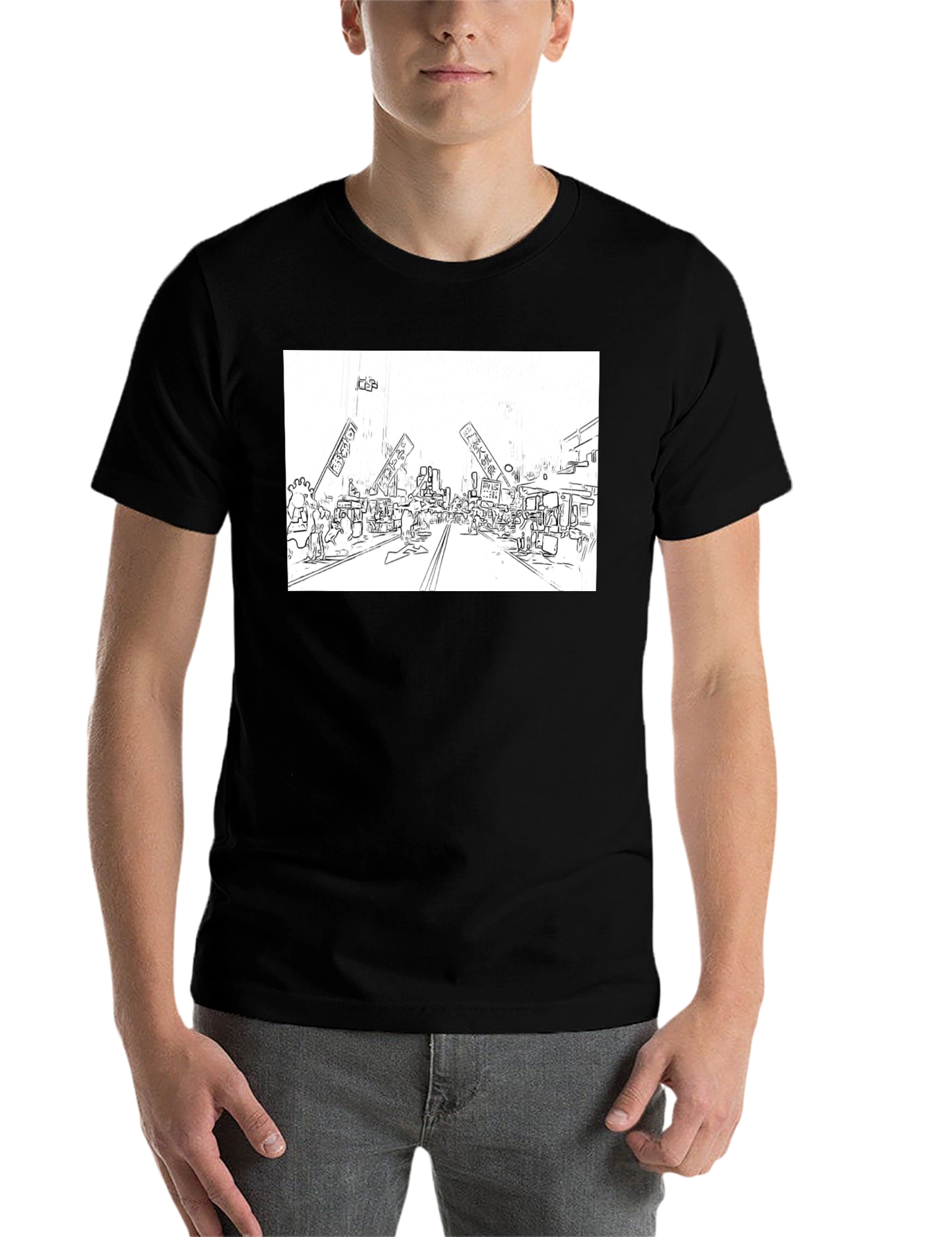 Black Black T-Shirt with Market Sketch Graphic view 7