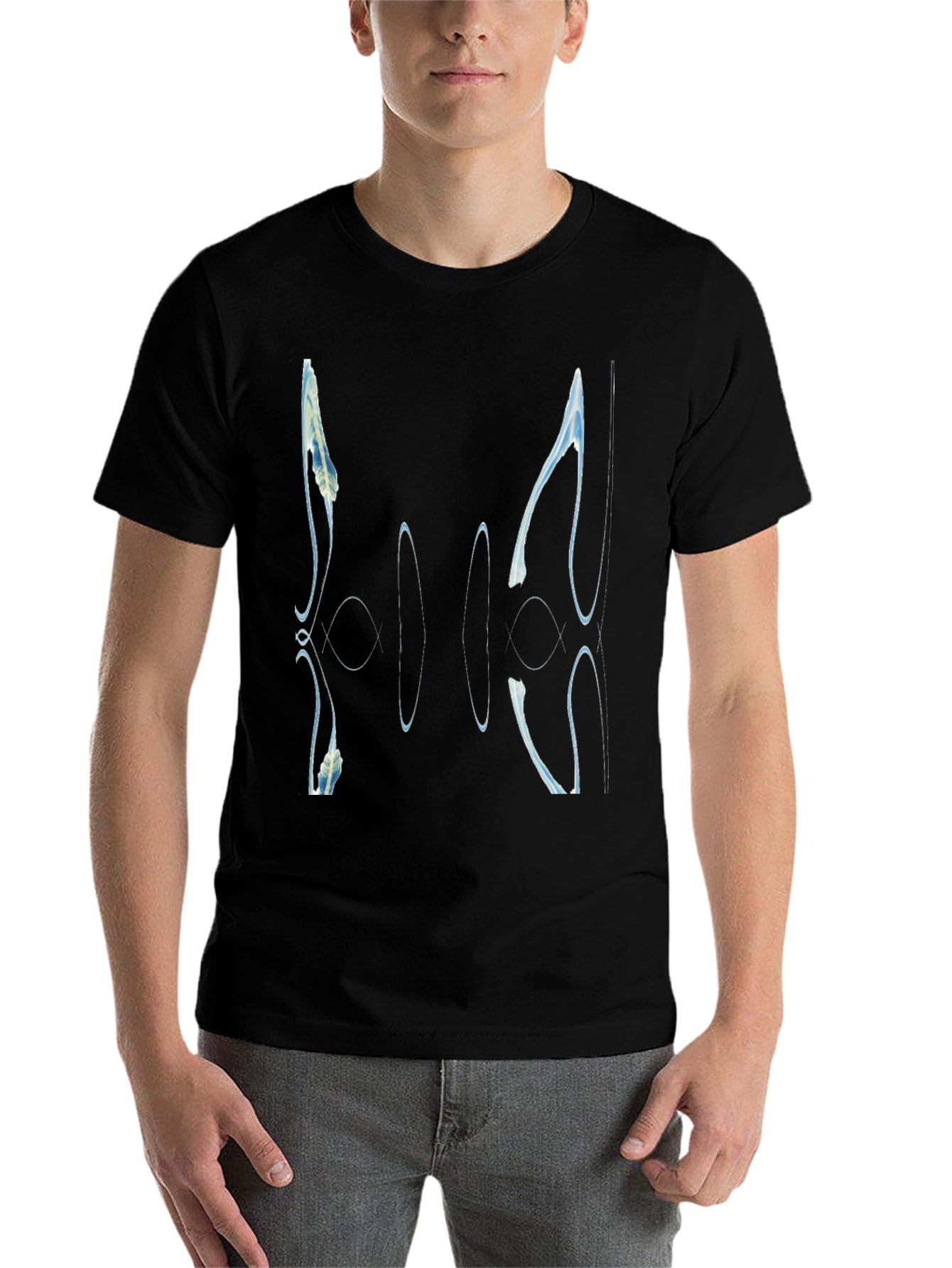 Black Abstract Graphic Print Black T-Shirt view 7