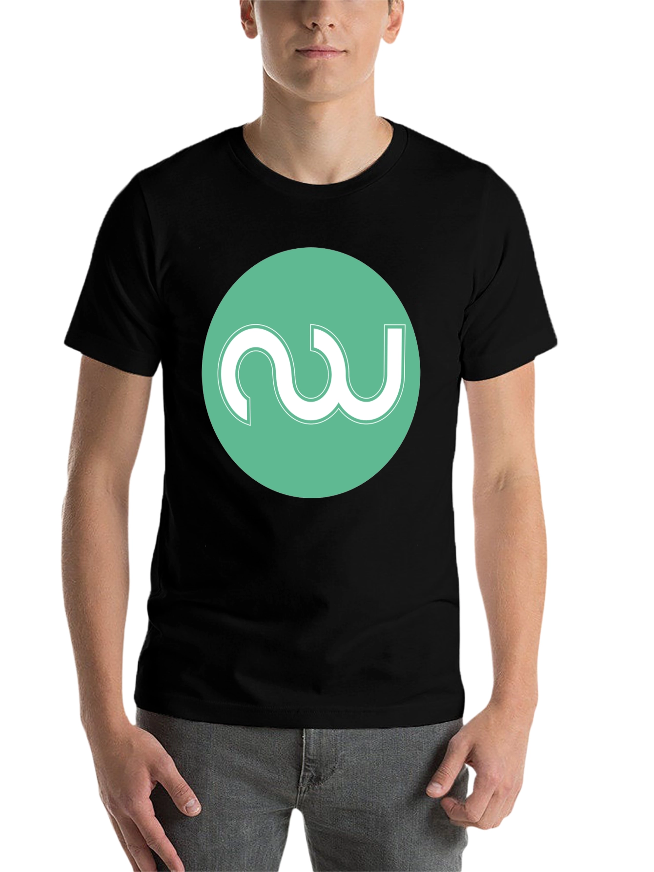 Modern Black Tee with Abstract Circle Logo - 7
