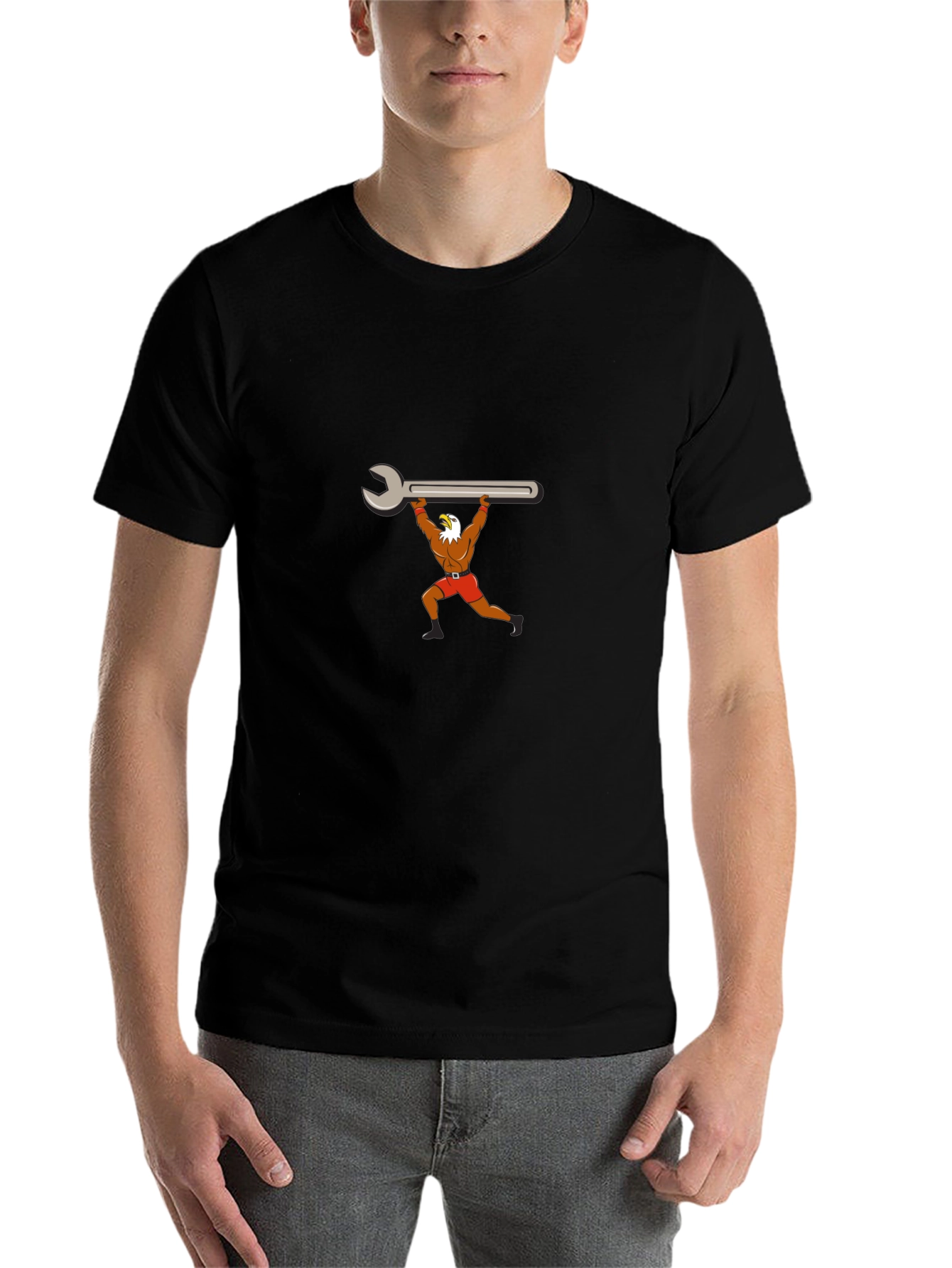 Black Eagle Mechanic T-Shirt - Weightlifting Wrench Design view 7