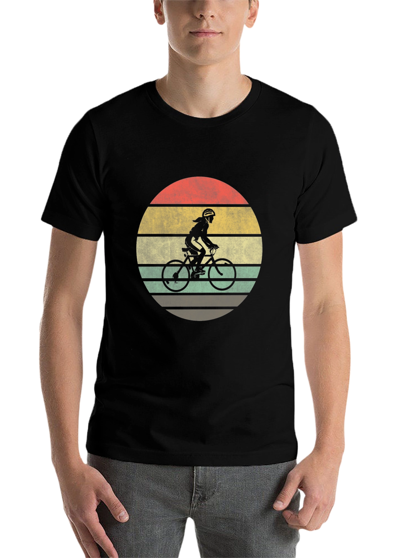 Black Vintage Style Cyclist T-Shirt view 7