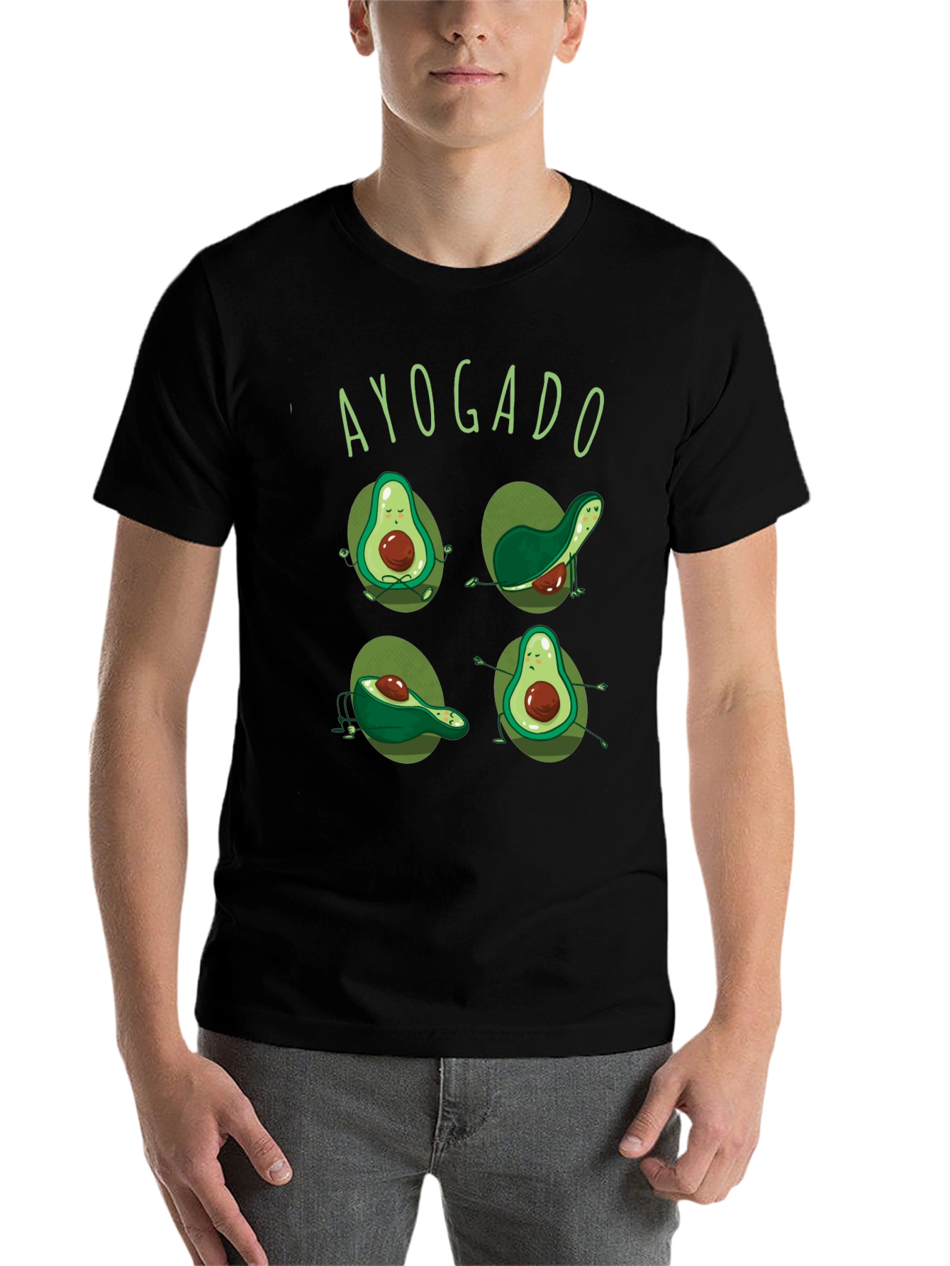 Black Ayogado Yoga Avocado Funny Graphic T-Shirt view 7