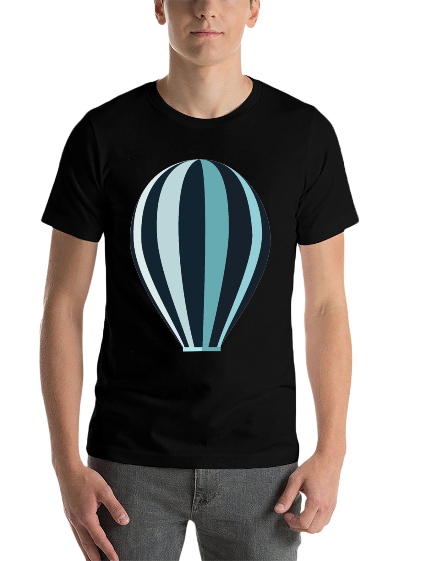 Black Hot Air Balloon Graphic Tee - Black Cotton Blend Shirt view 7