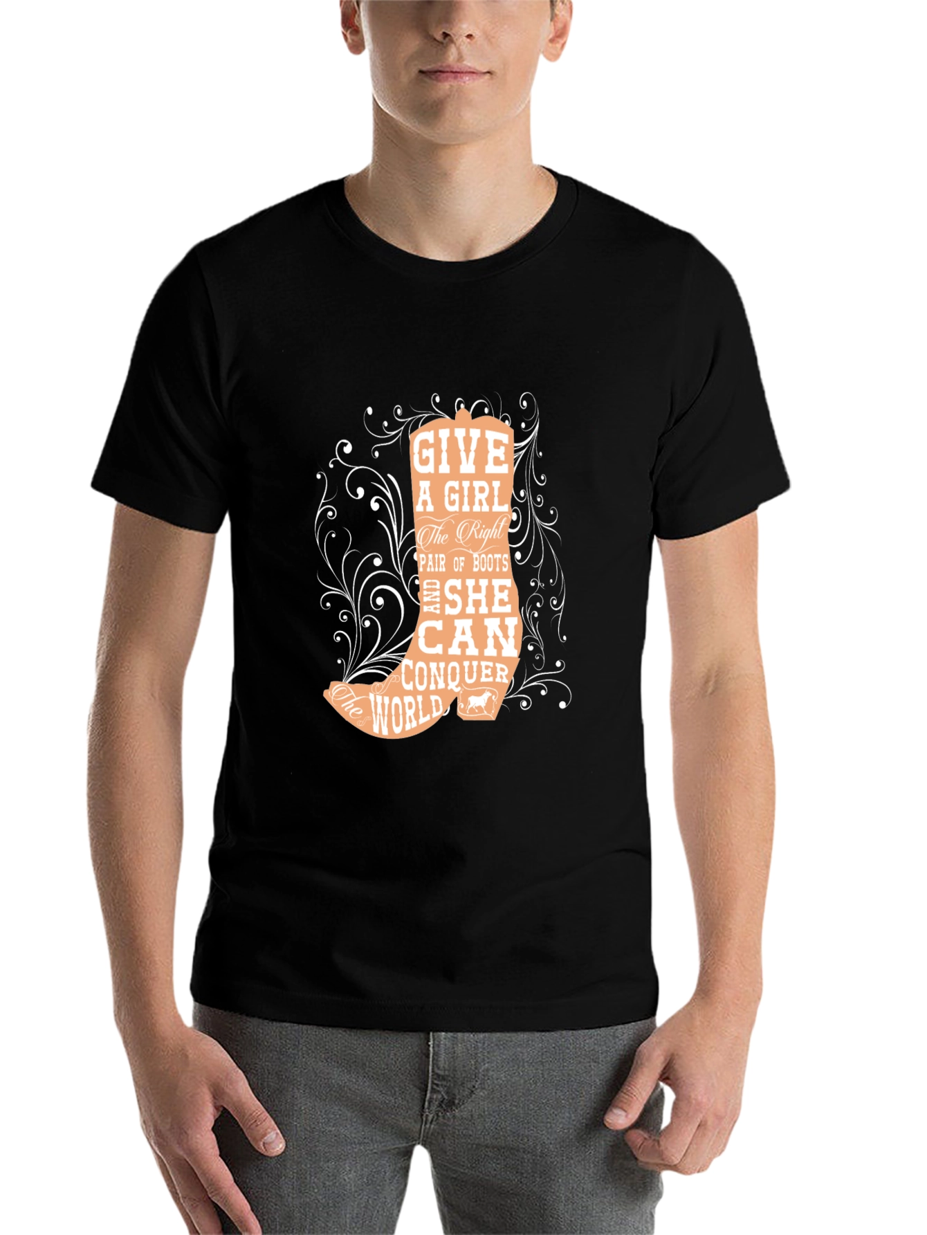 Cowgirl Boots T-Shirt: Conquer The World - 7