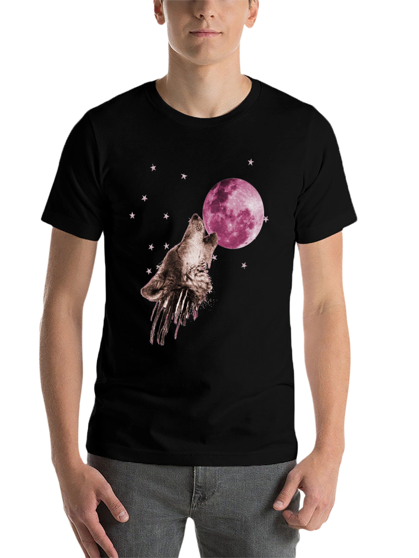 Black Wolf Moon T-Shirt - Graphic Print view 7