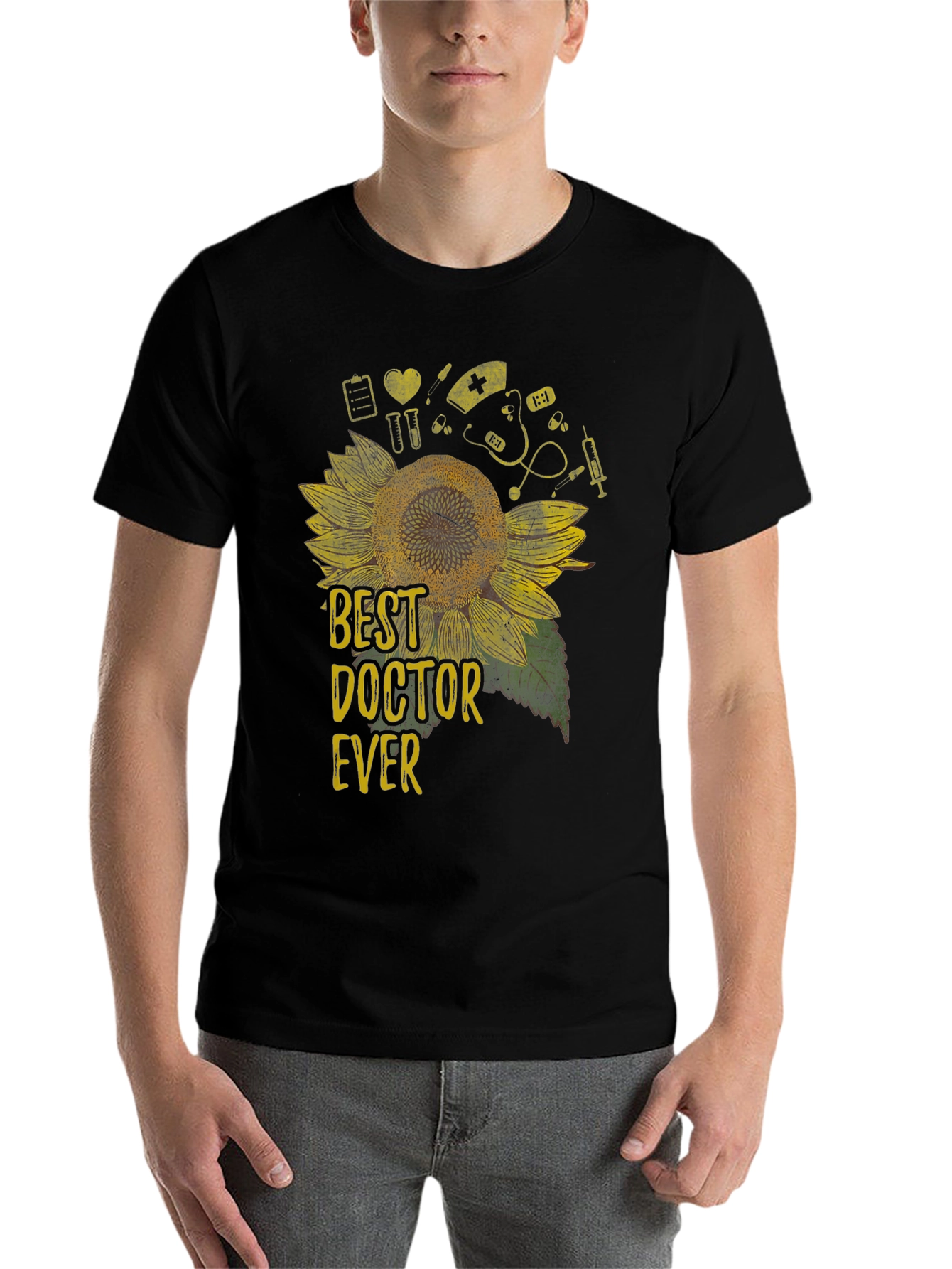Black Best Doctor Ever Sunflower Graphic Tee view 7