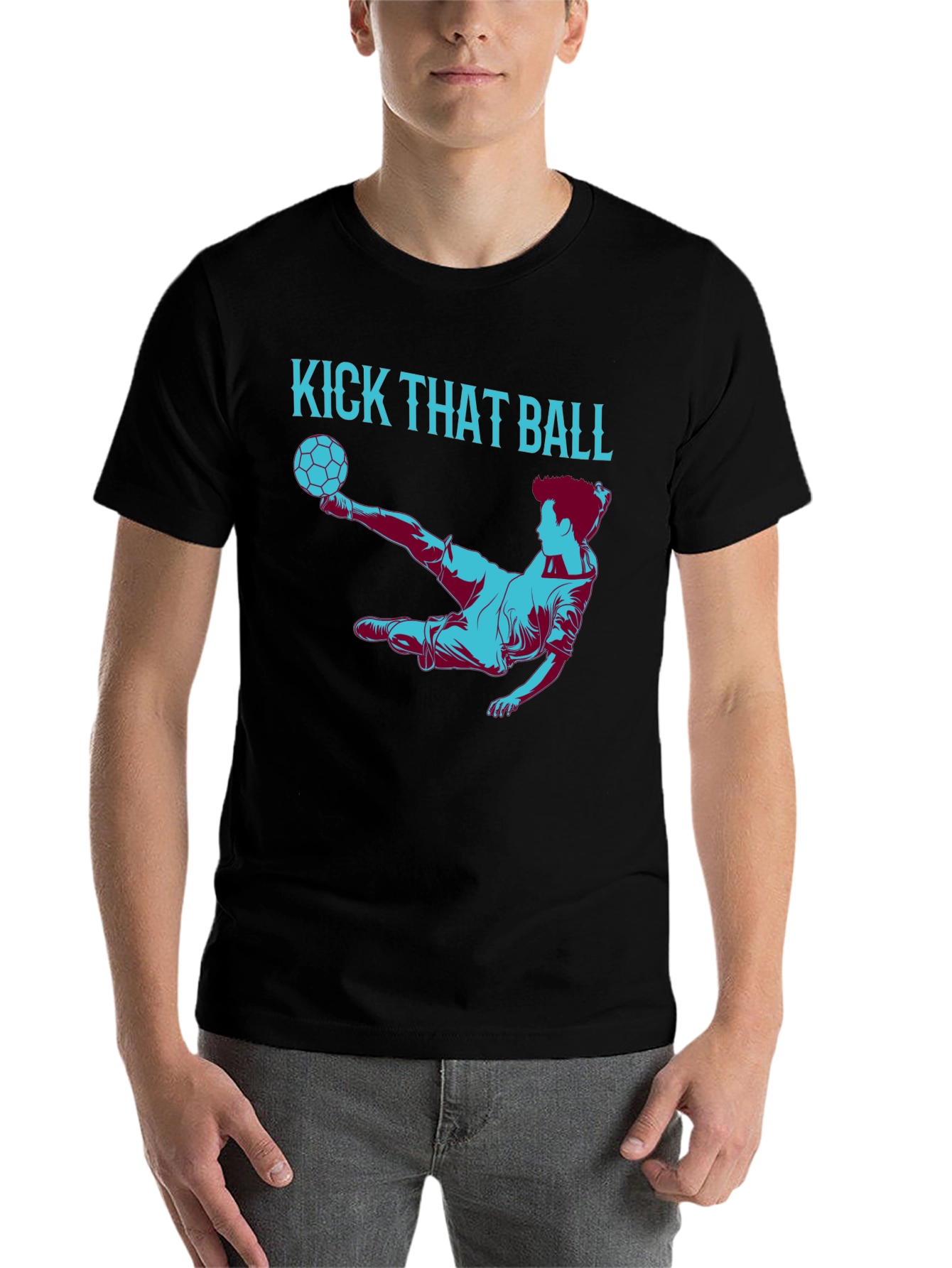 Black Kick That Ball Graphic Tee - Soccer Fan T-Shirt view 7