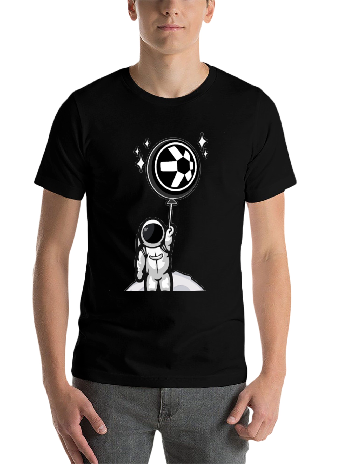 Black Astronaut Soccer T-Shirt - Space Football Fan Apparel view 7