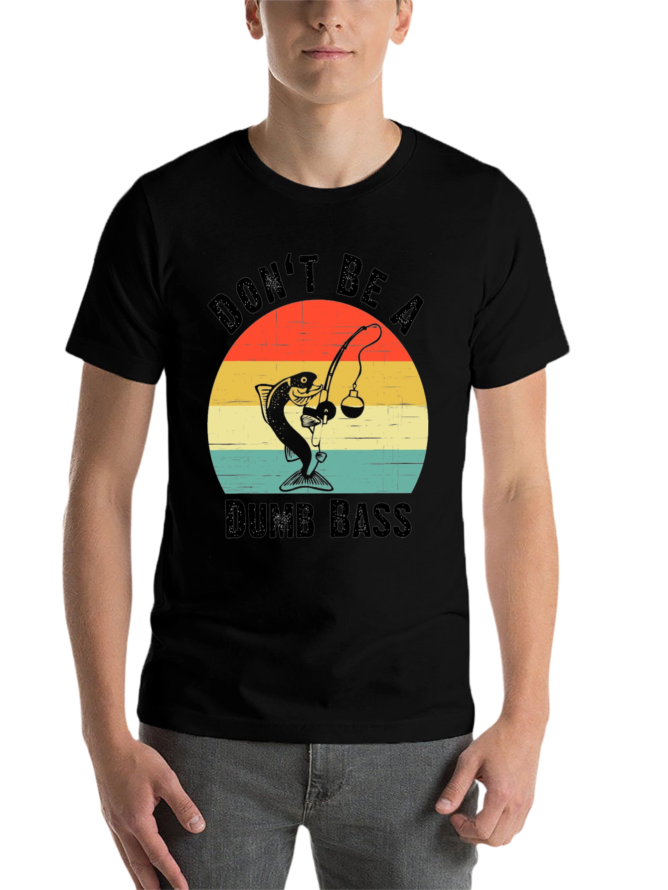 Black Don't Be A Dumb Bass Funny Fishing T-Shirt view 7