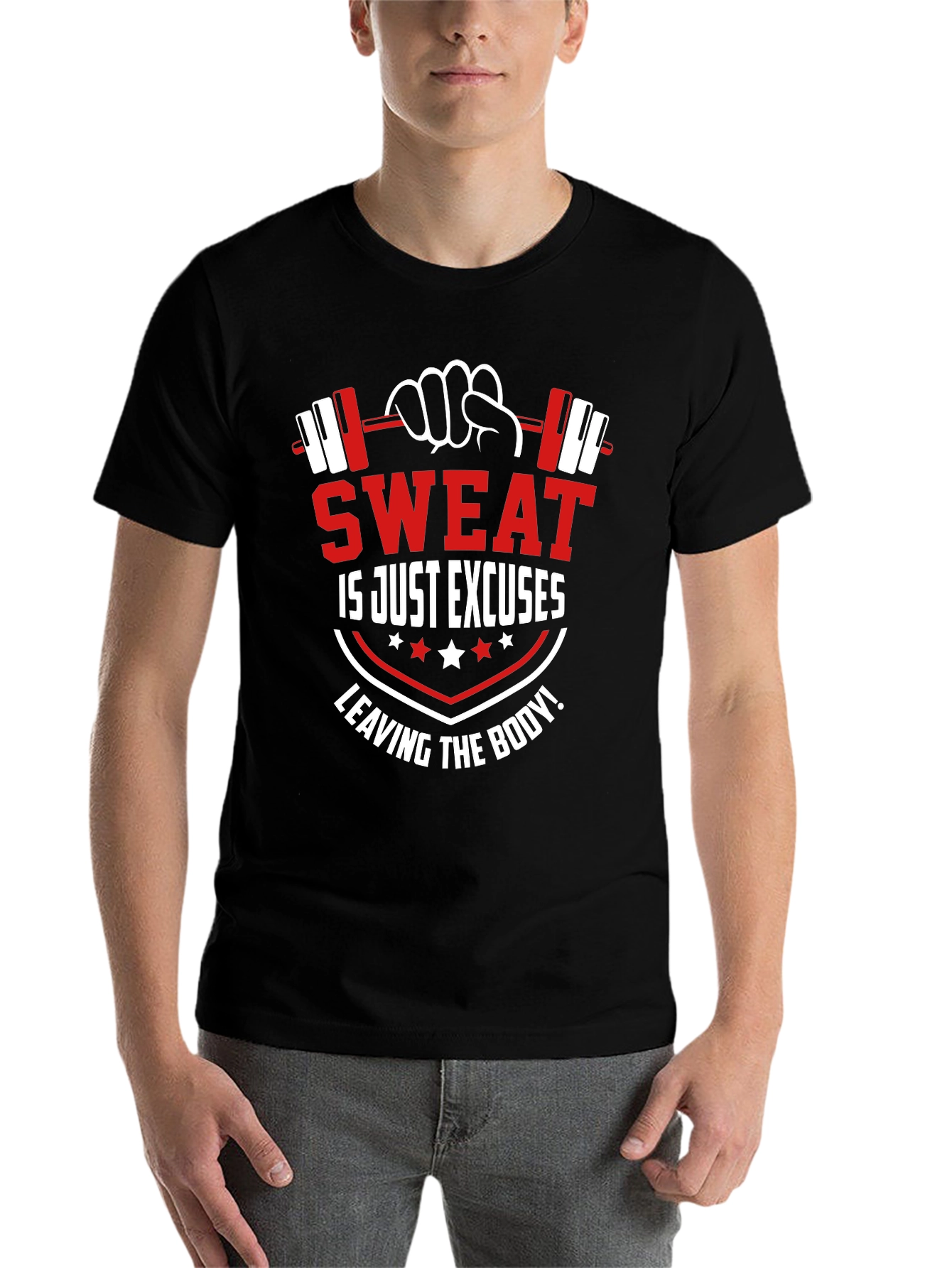 Sweat is Just Excuses Leaving the Body Black T-Shirt - 7