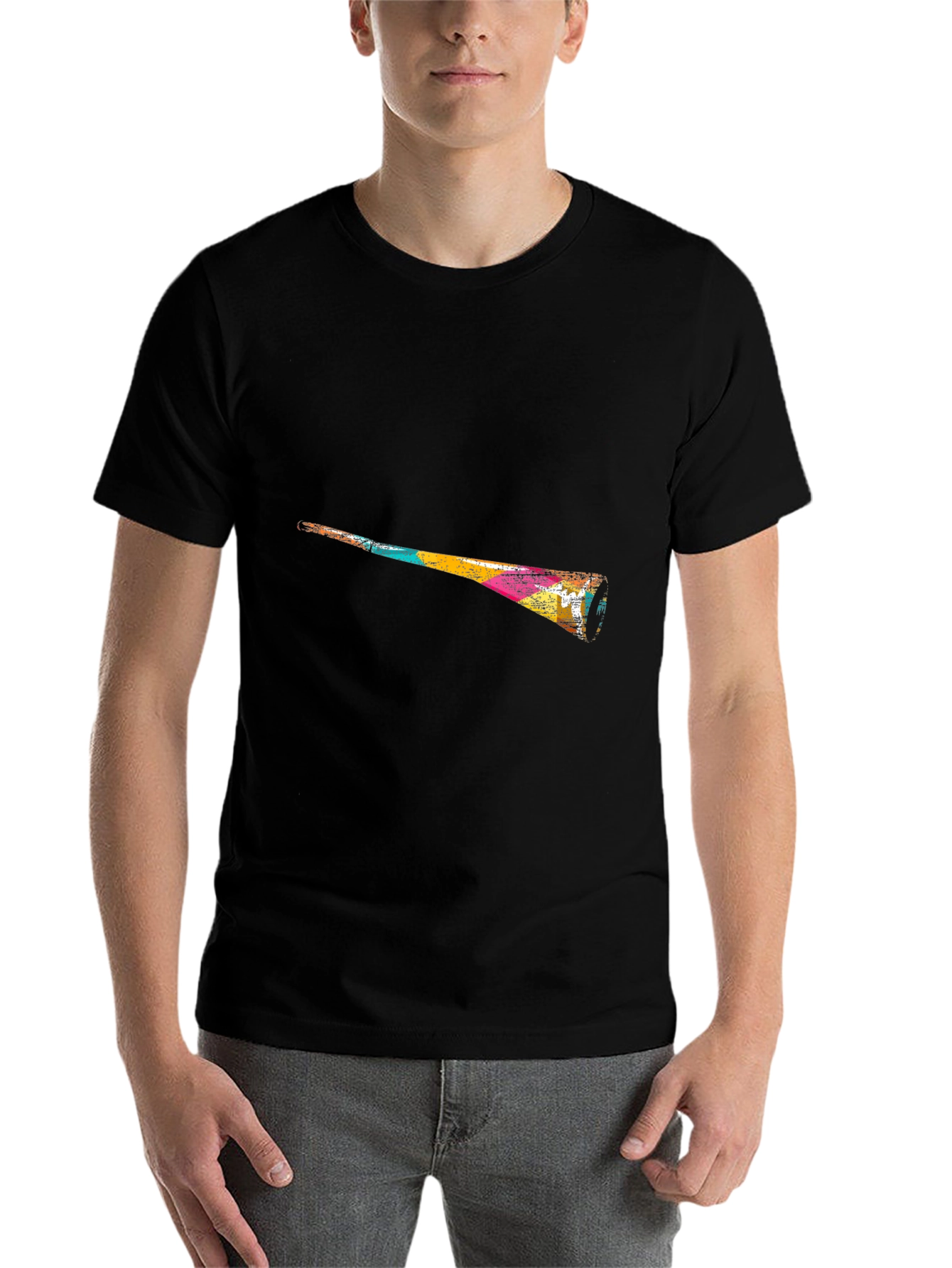 Black Abstract Vuvuzela Graphic Black T-Shirt view 7