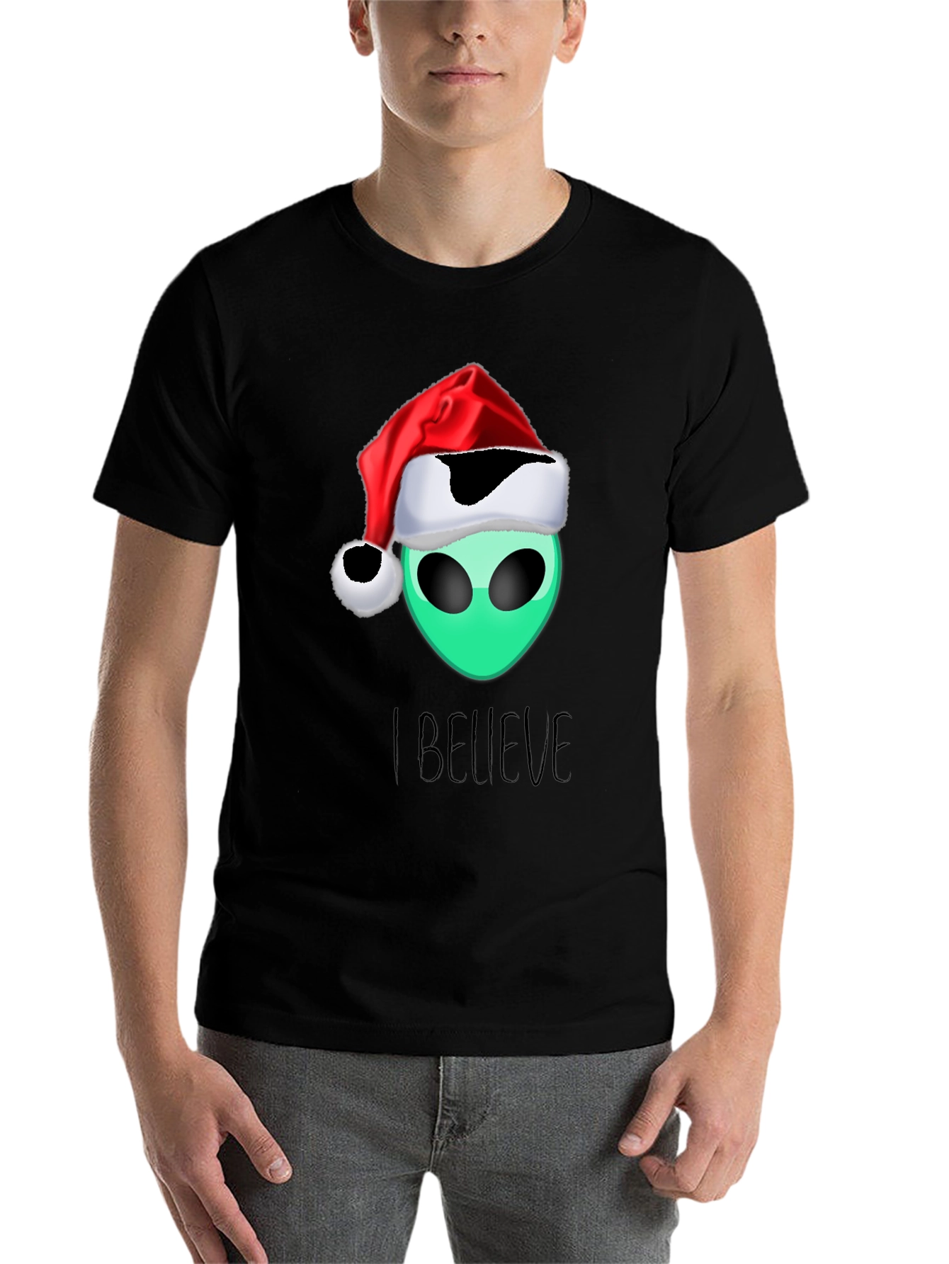Alien Christmas T-Shirt - I Believe Holiday Tee - 7