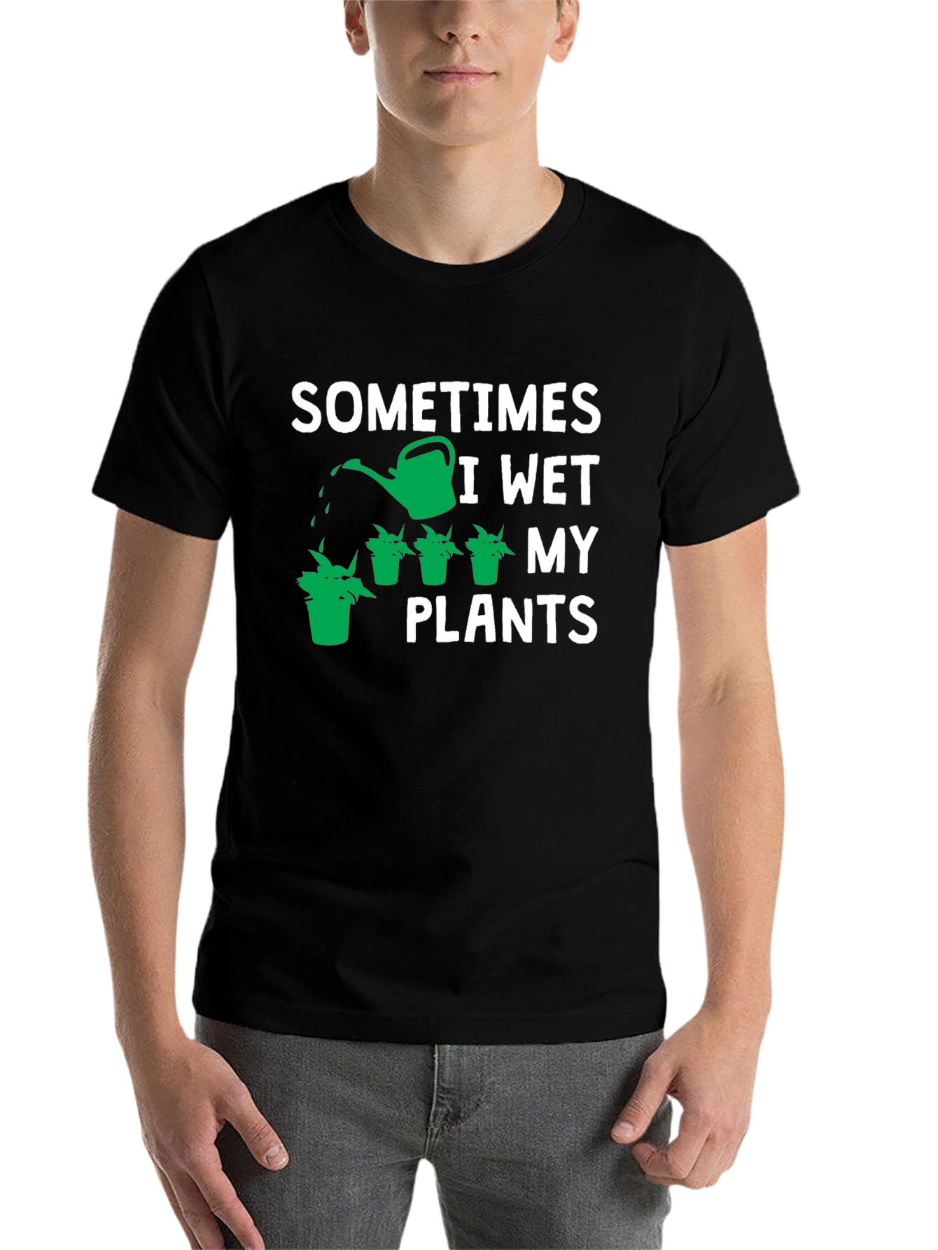 Black Sometimes I Wet My Plants Graphic Tee view 7