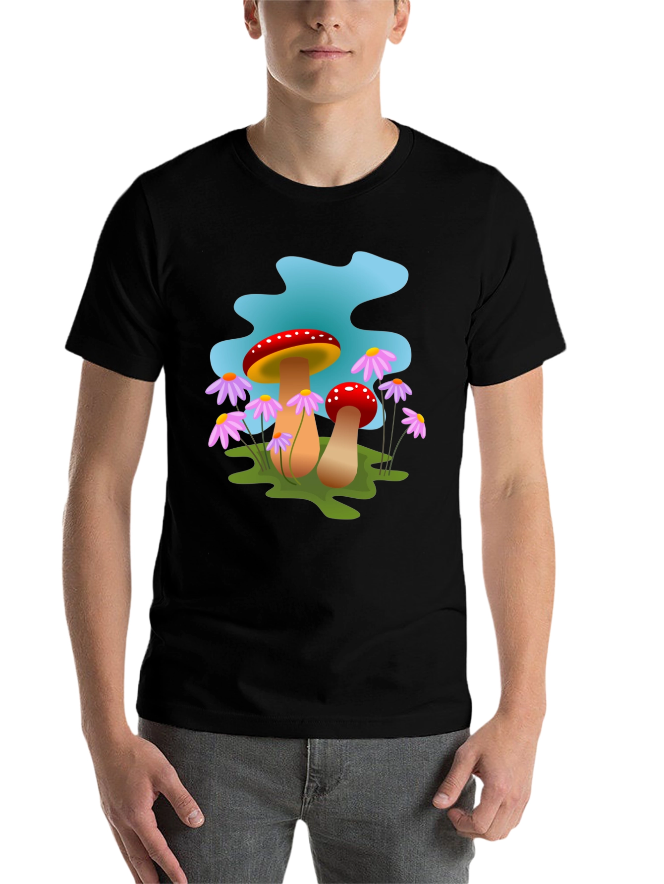 Black Mushroom Graphic Tee - Funky Design view 7