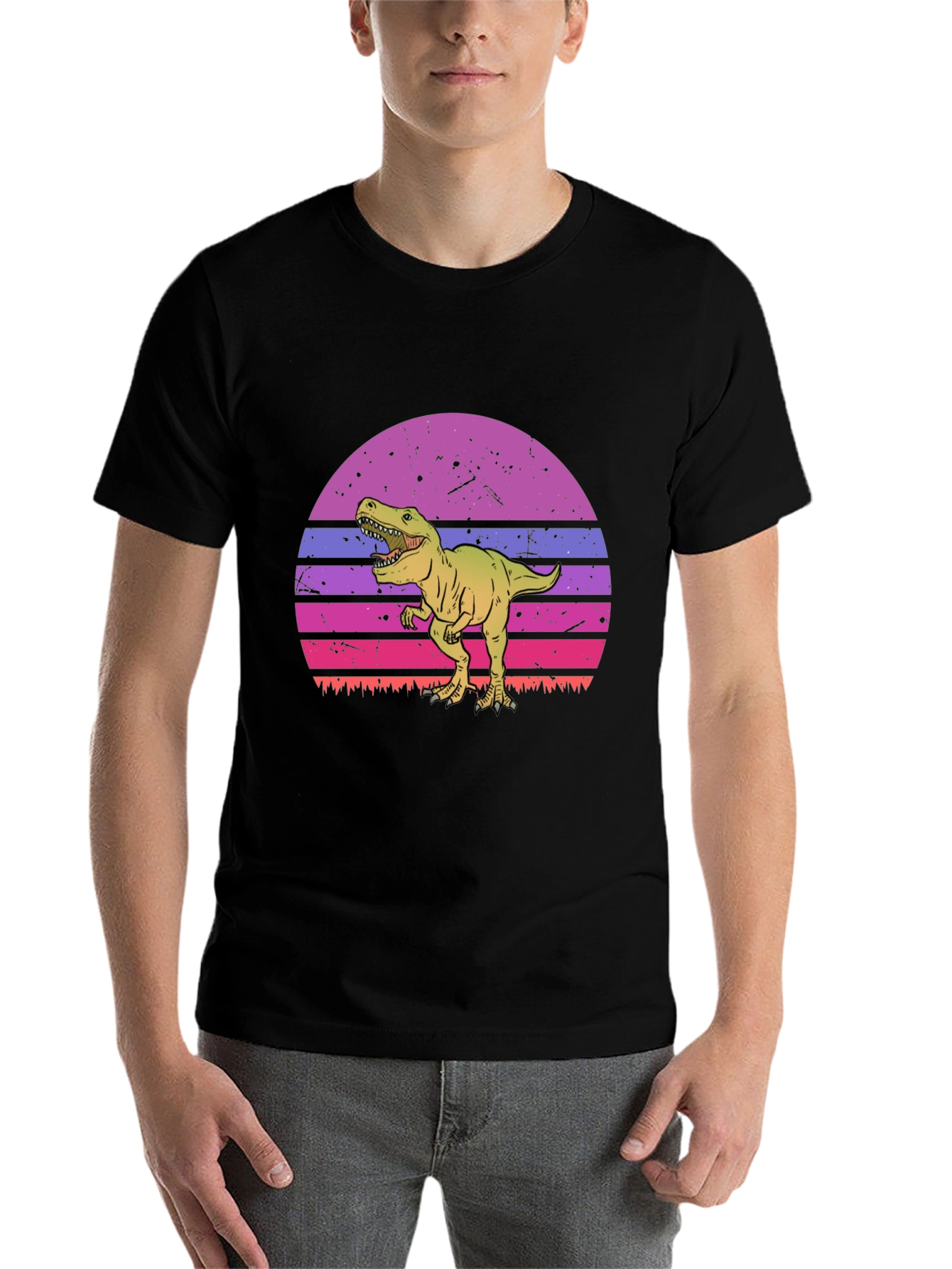 Black Retro Dinosaur T-Shirt view 7