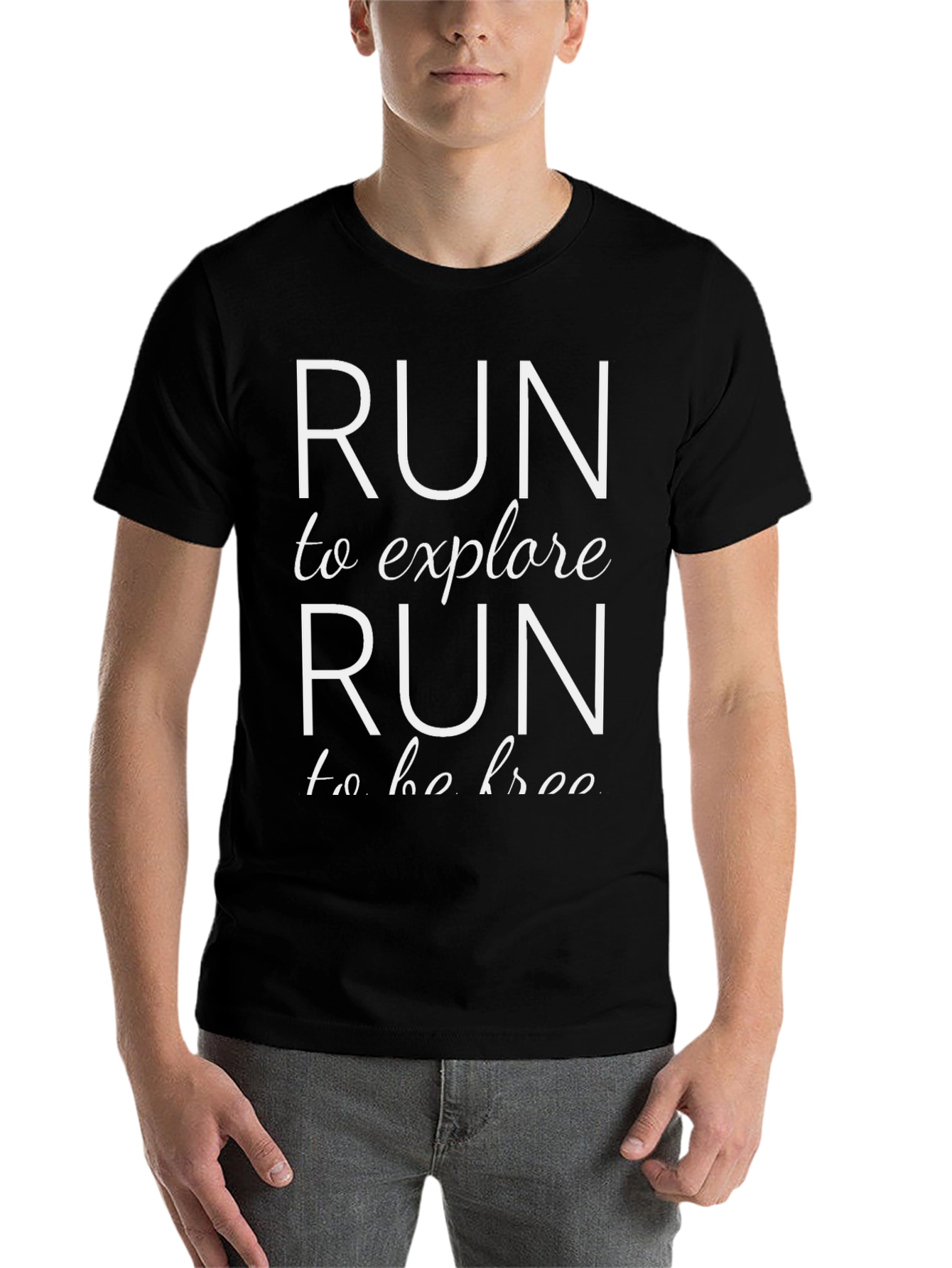 Black Run to Explore, Run to Be Free Graphic Tee view 7