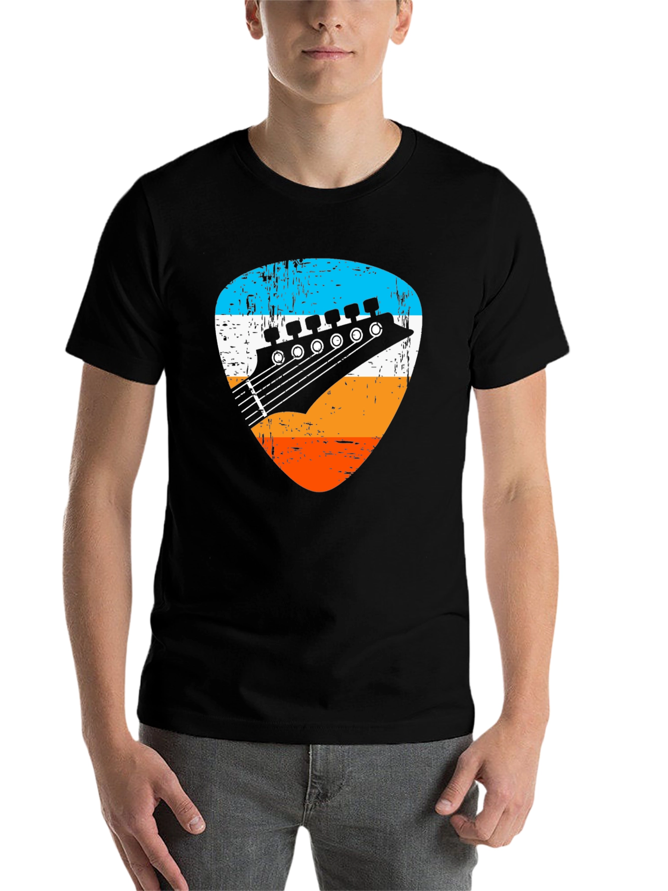 Retro Guitar Pick Graphic Tee - Musician T-Shirt - 7