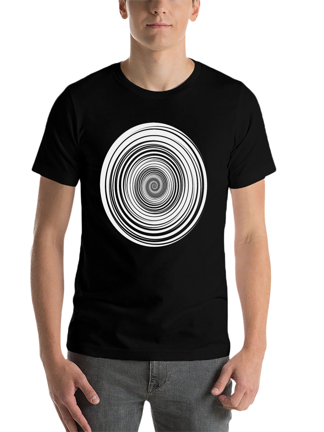 Black Hypnotic Swirl T-Shirt - Classic Black view 7