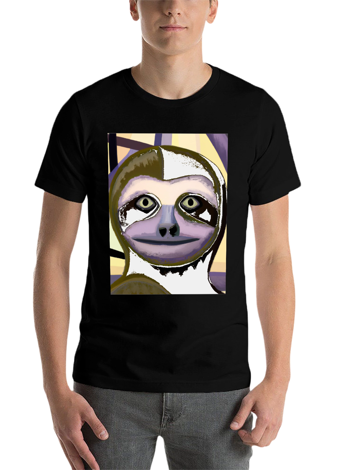 Black Sloth Art Tee - Black Unisex T-Shirt view 7