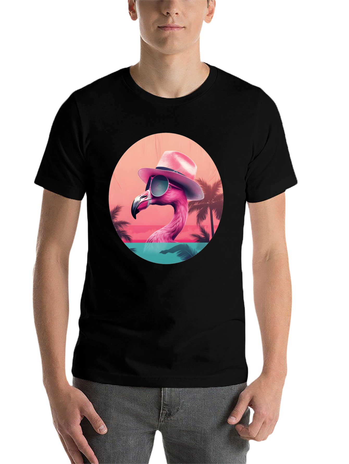 Black Cool Flamingo T-Shirt view 7