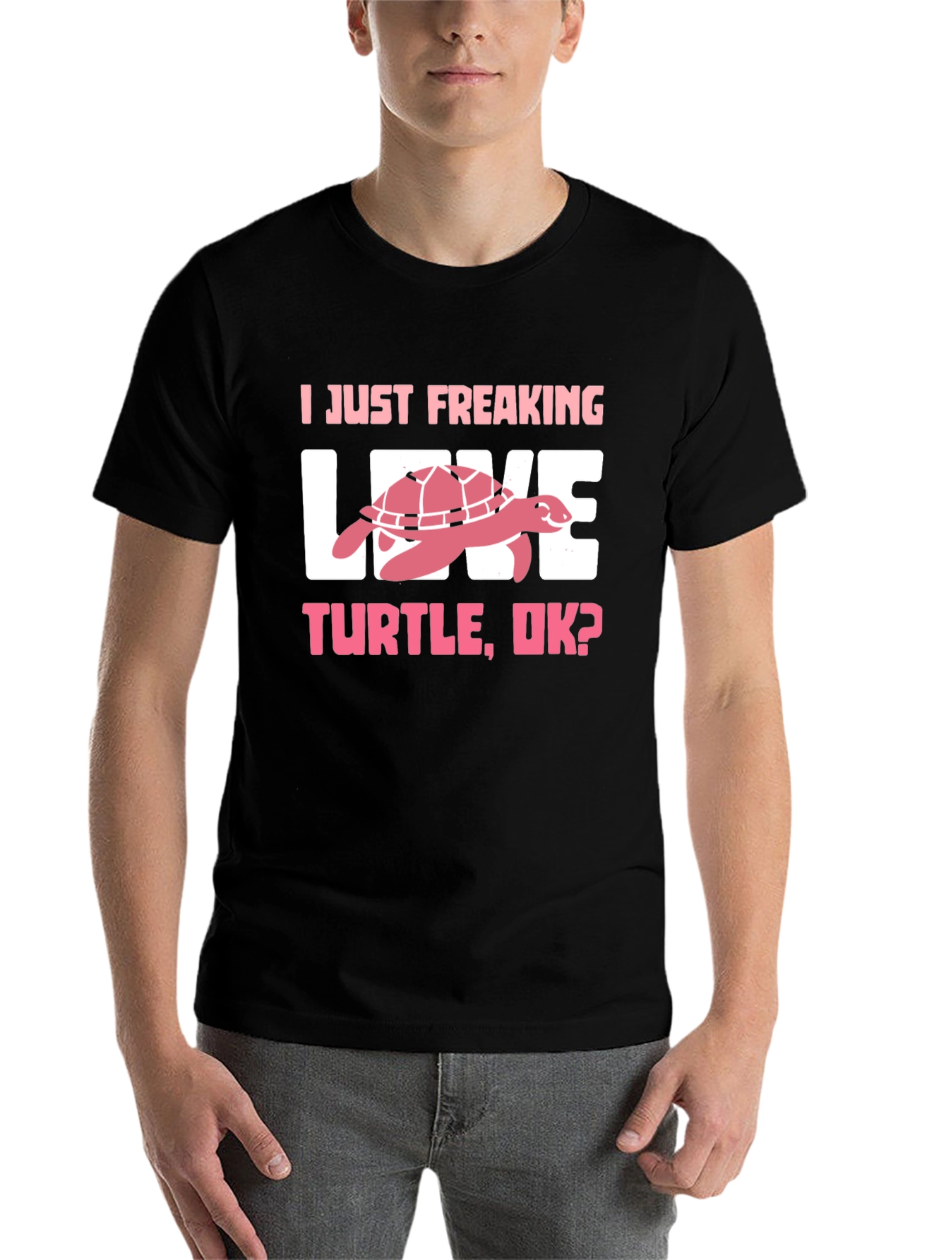 Black I Just Freaking Love Turtle T-Shirt view 7