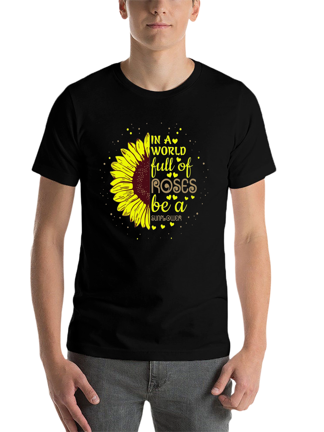 Black Sunflower Graphic T-Shirt - Be a Sunflower view 7