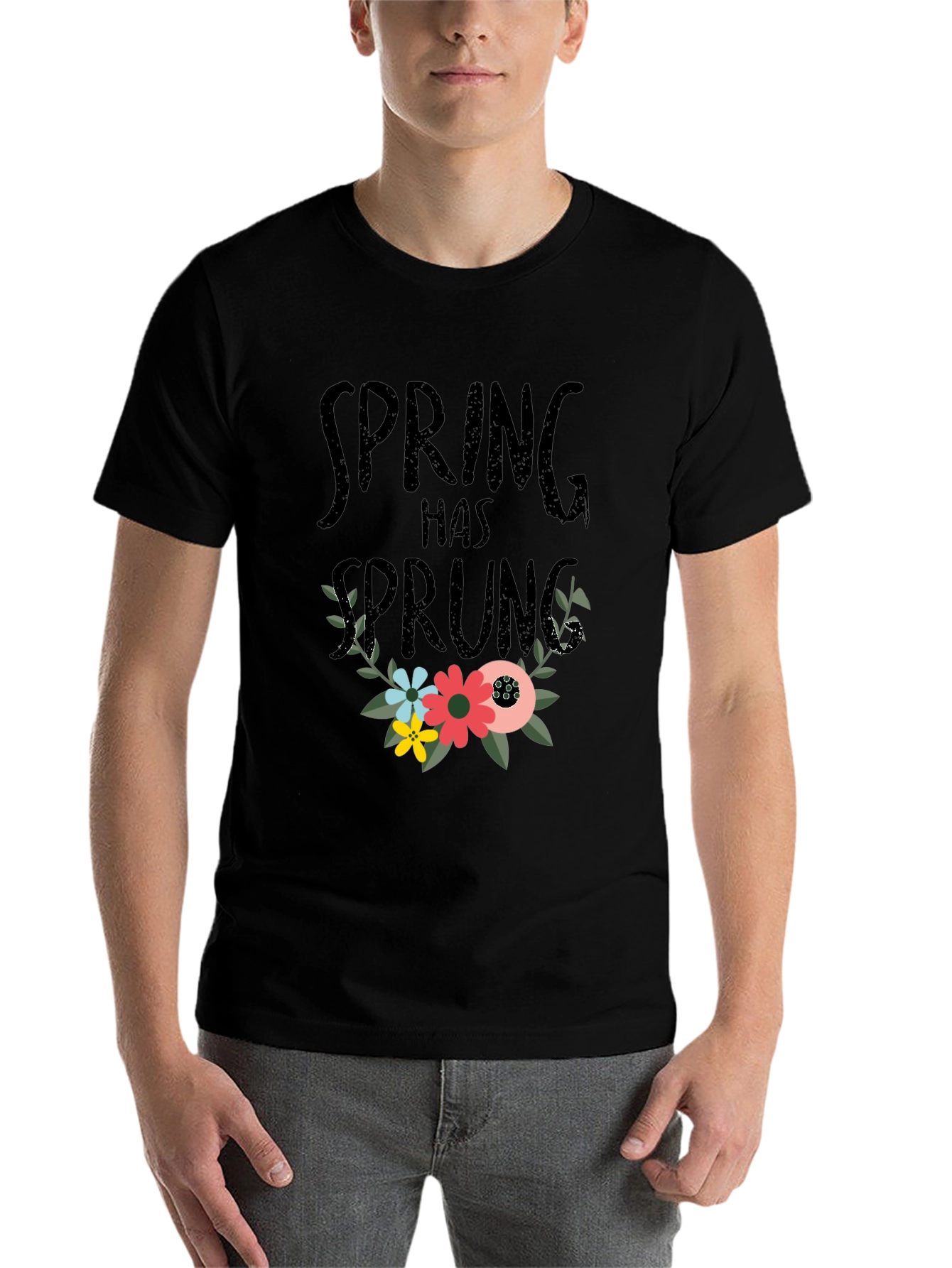 Black Spring Has Sprung Floral T-Shirt - Black view 7