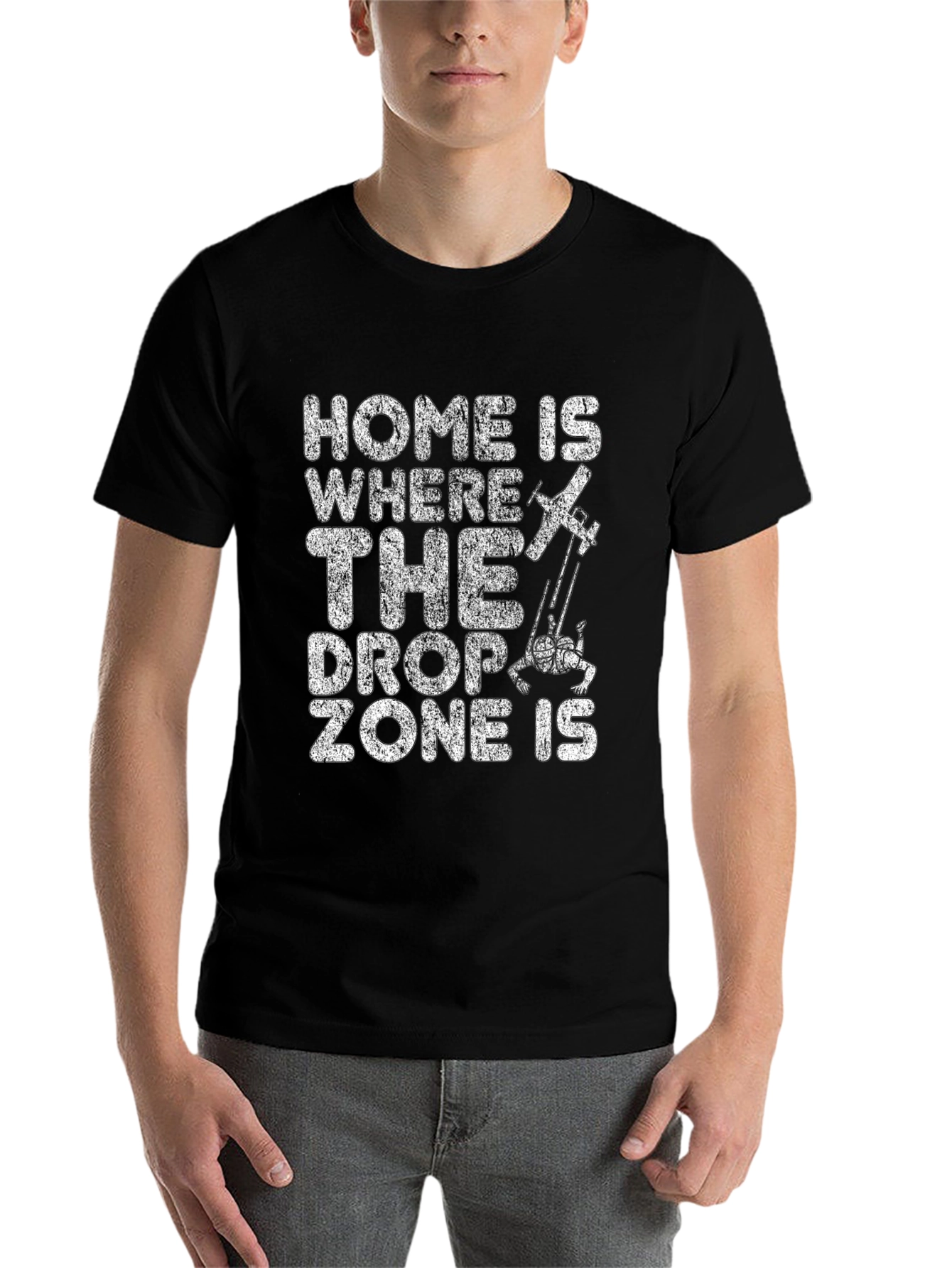 Black Skydiving Drop Zone Black T-Shirt view 7