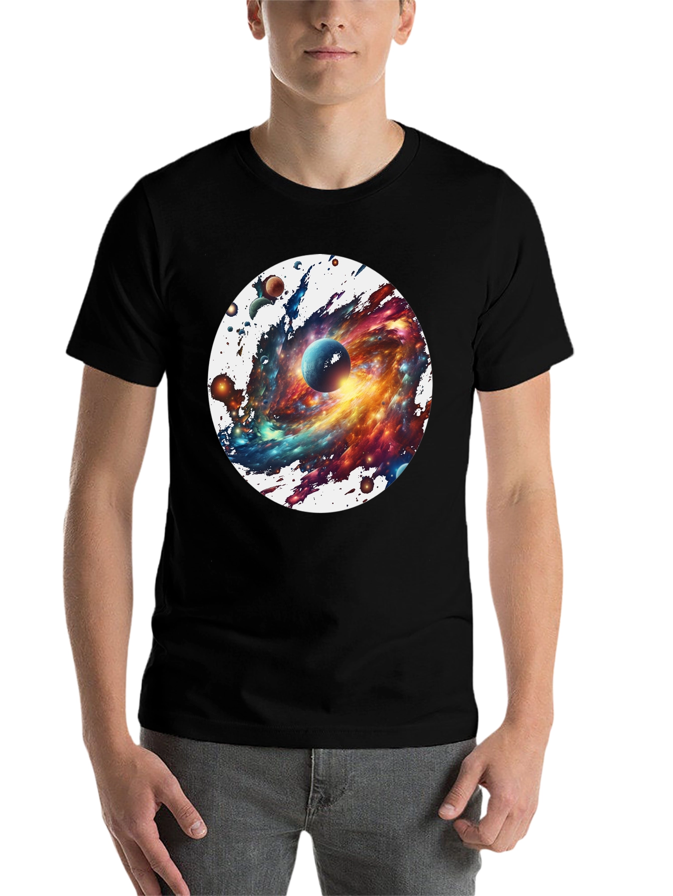 Black Galaxy Blast T-Shirt - Space Print Tee view 7