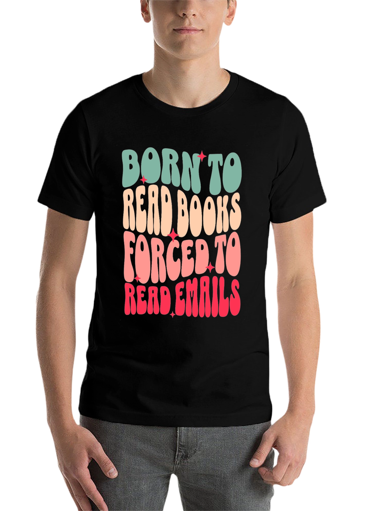 Black Born to Read Books T-Shirt - Novelty Graphic Tee view 7