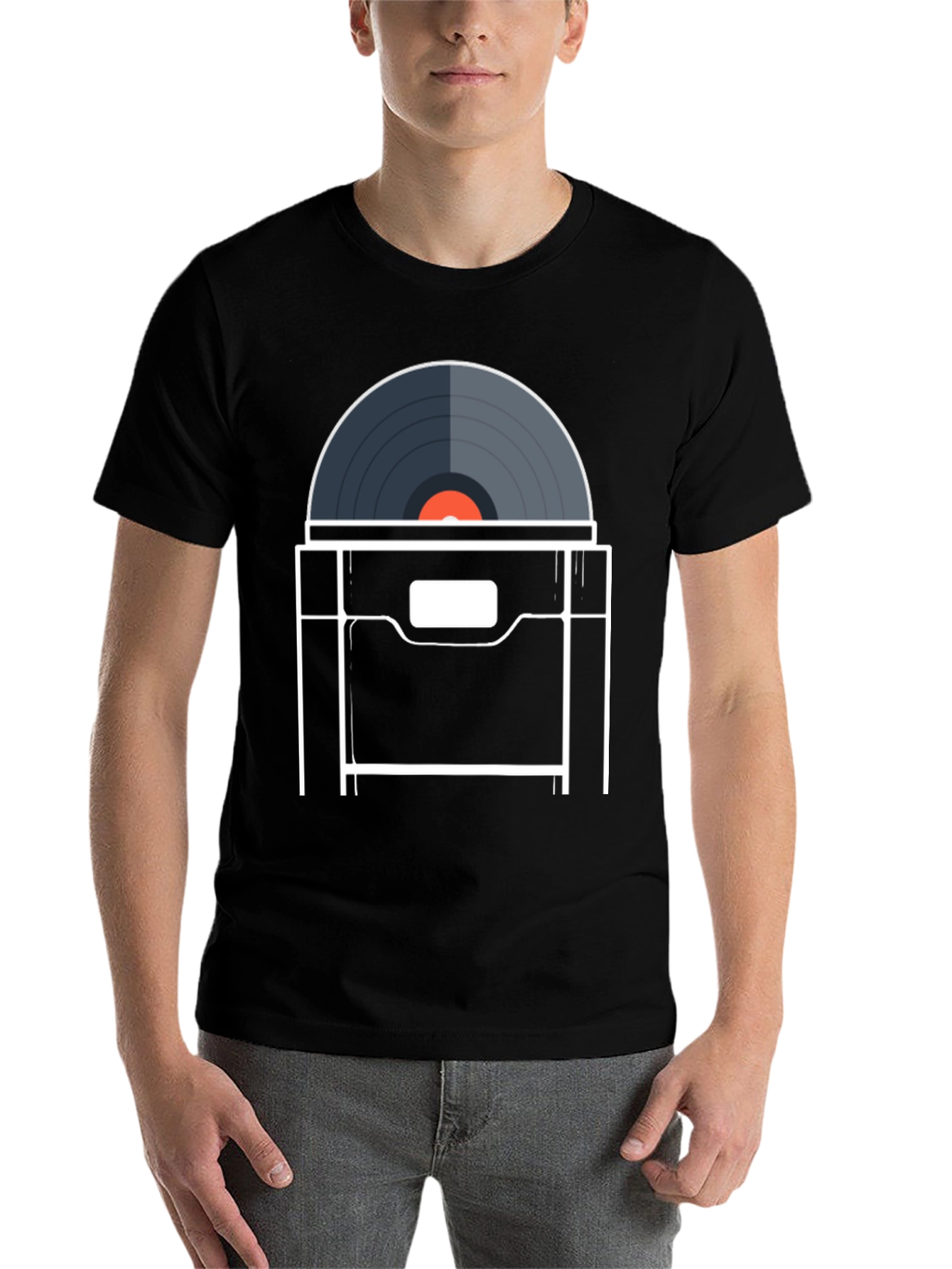 Black Vintage Vinyl Record Player T-Shirt - Retro Music Tee view 7