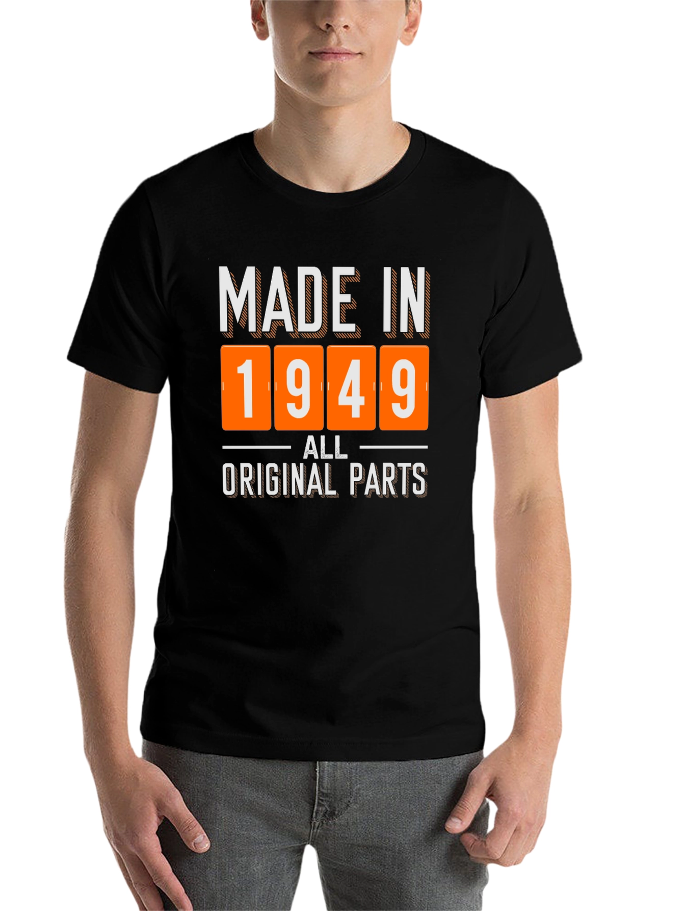 Black Made in 1949 All Original Parts T-Shirt view 7