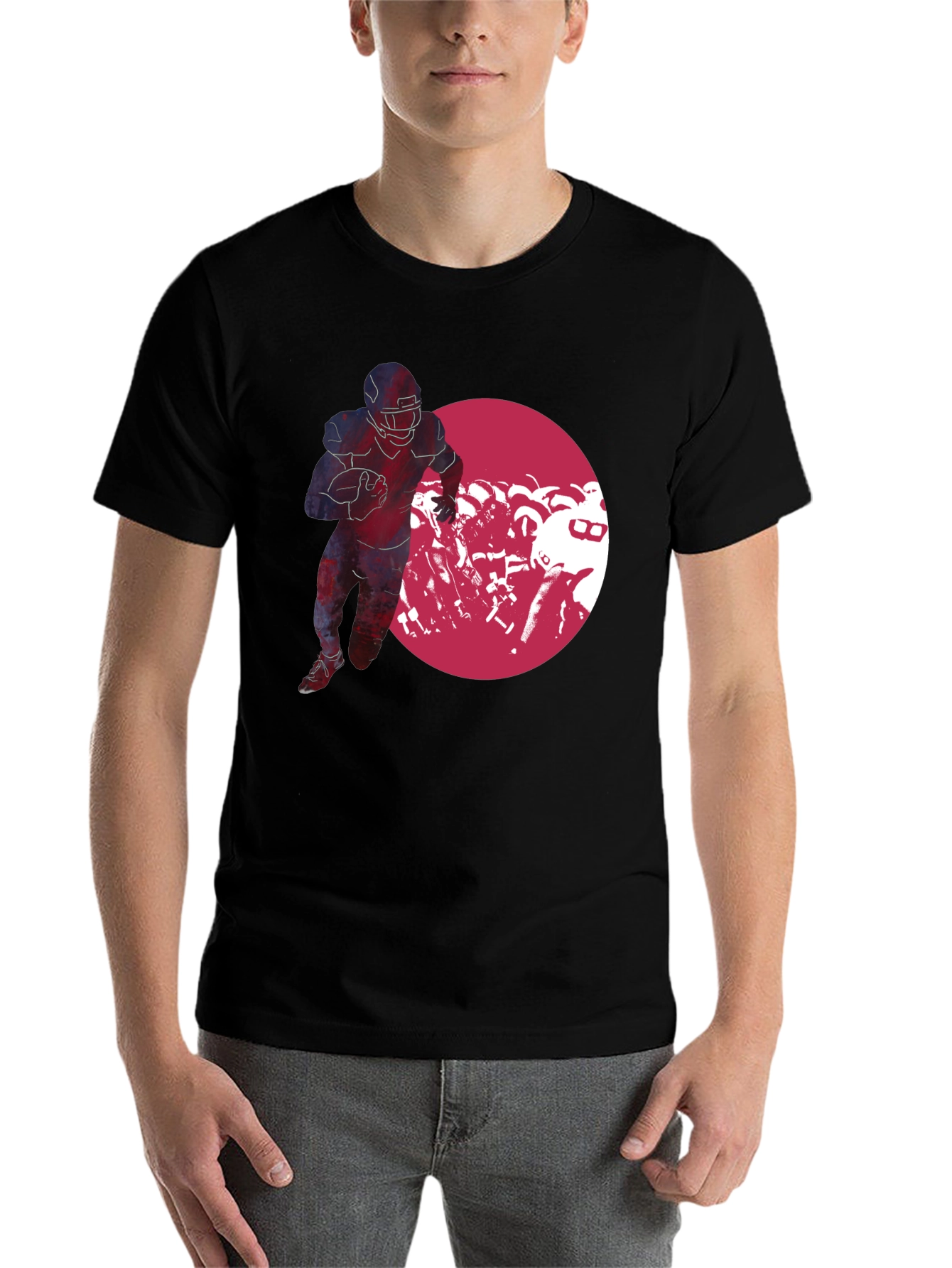Black Football Player Graphic Black T-Shirt view 7