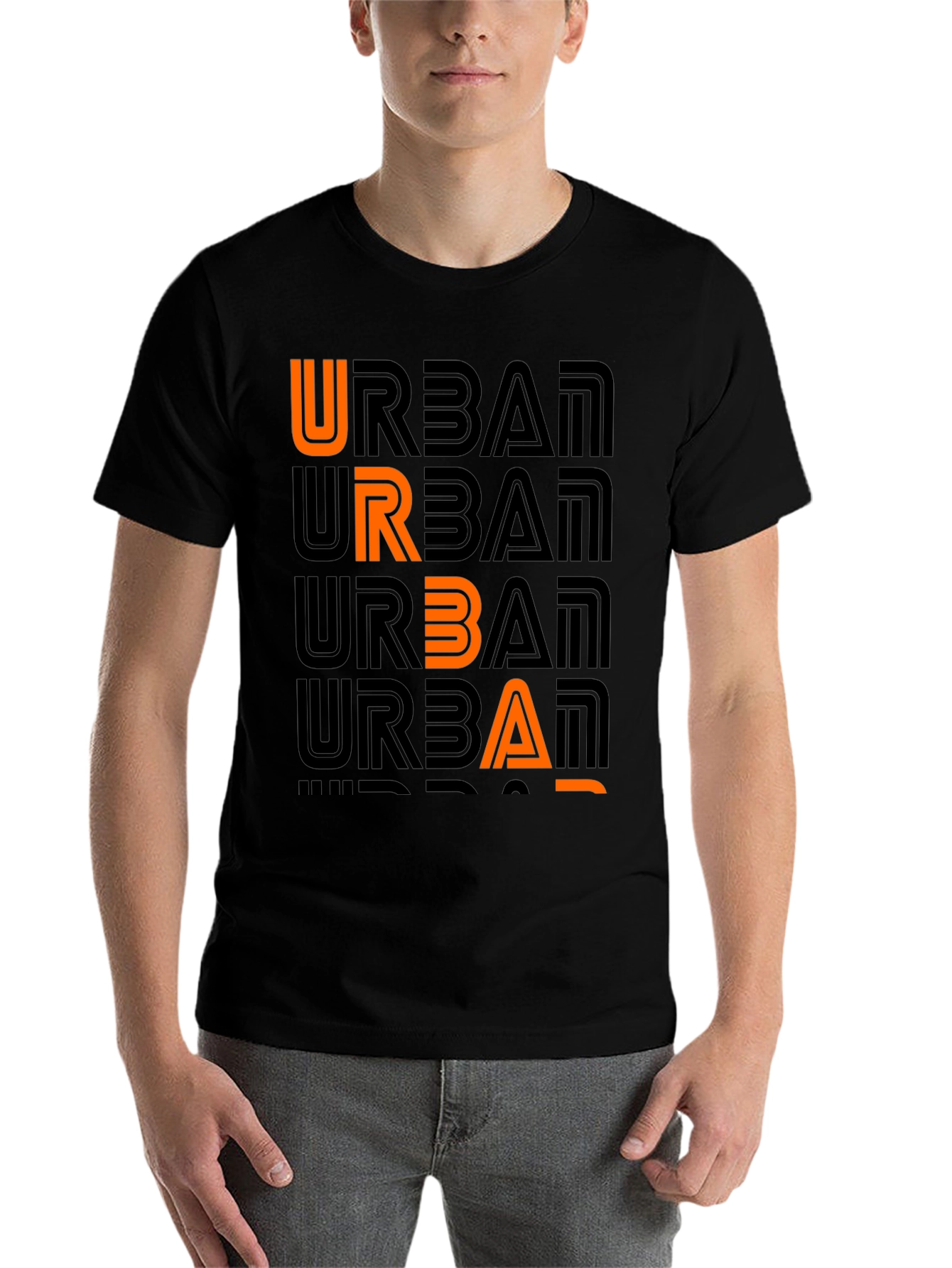 Black Urban Graphic Print Crew Neck T-Shirt view 7