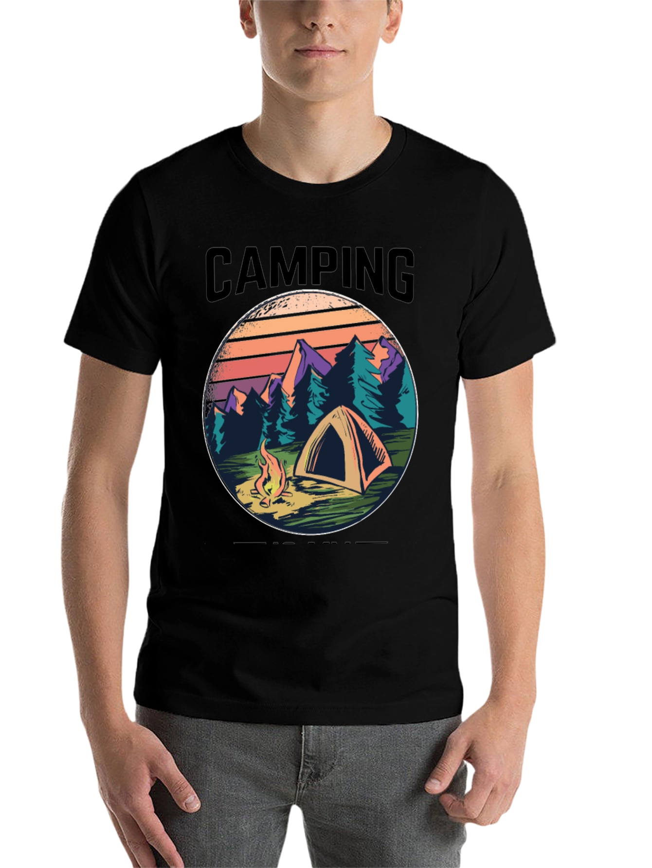 Black Camping Graphic Tee - Nature Adventure Shirt view 7
