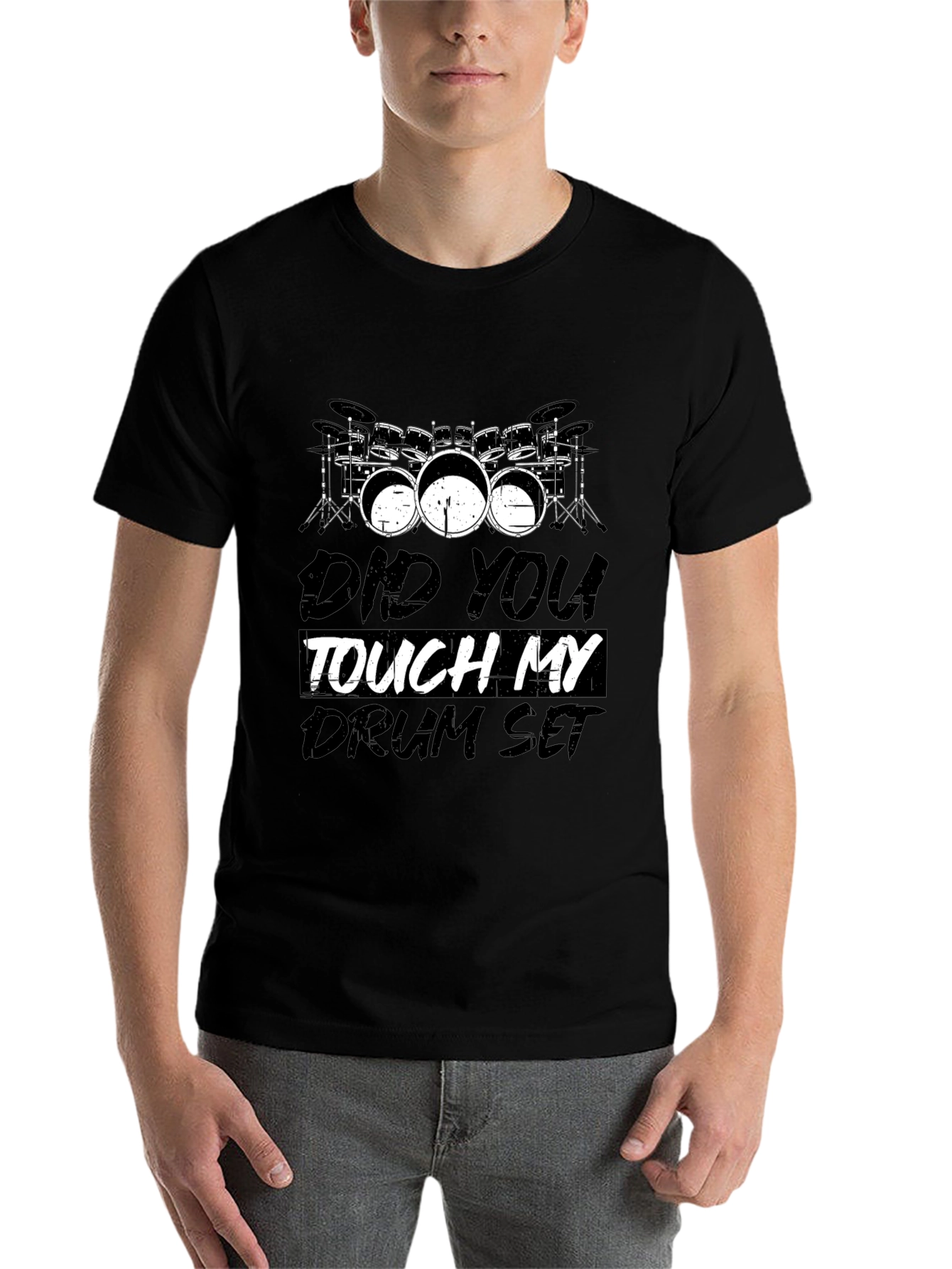 Black Did You Touch My Drum Set T-Shirt, Black, Novelty Tee view 7