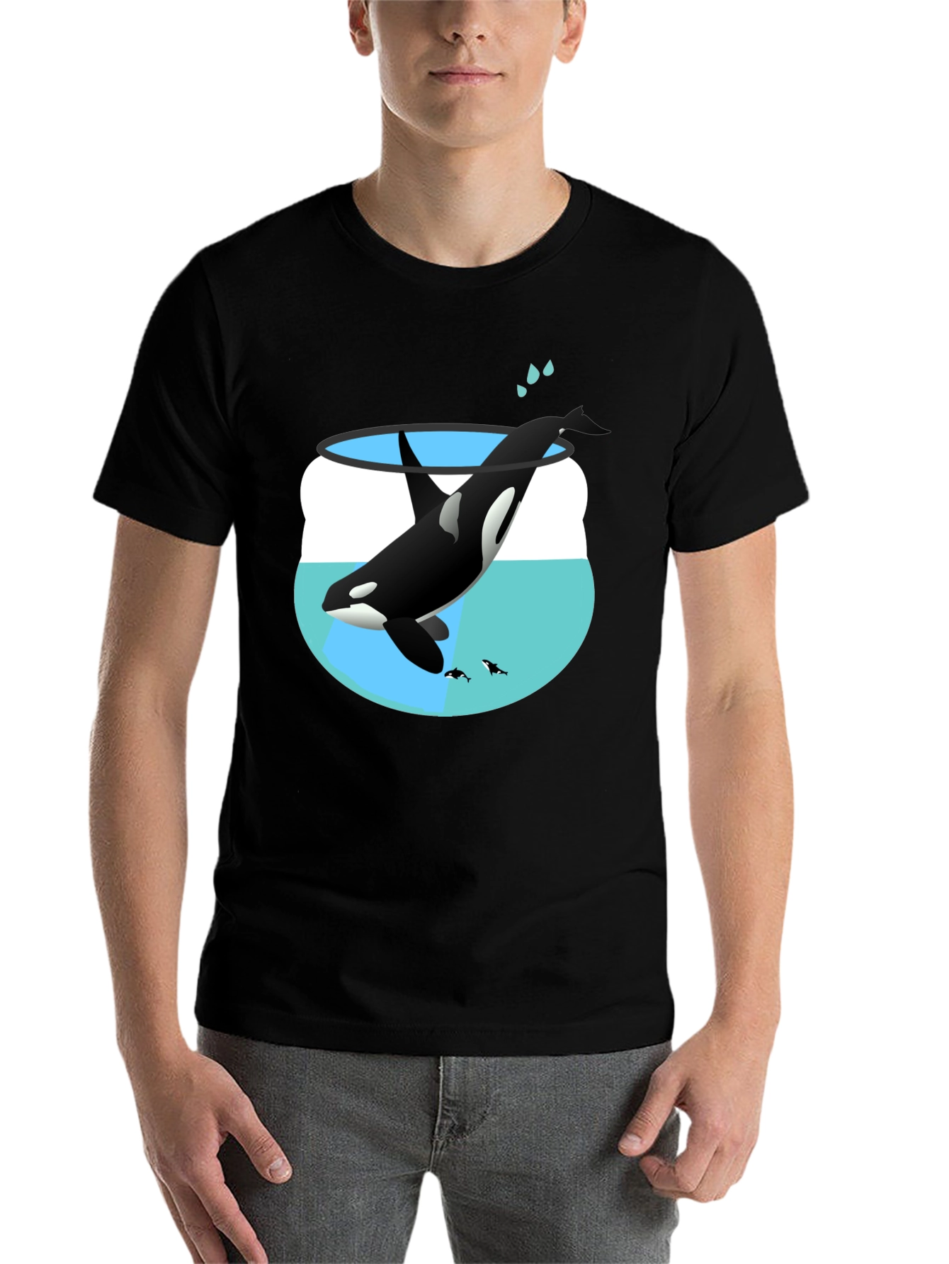 Black Orca in a Fishbowl Graphic T-Shirt view 7