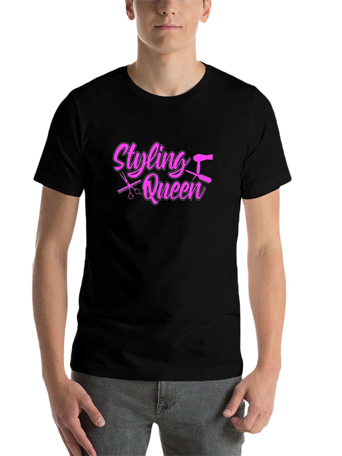 Black Styling Queen Graphic Tee - Hairdresser T-Shirt view 7