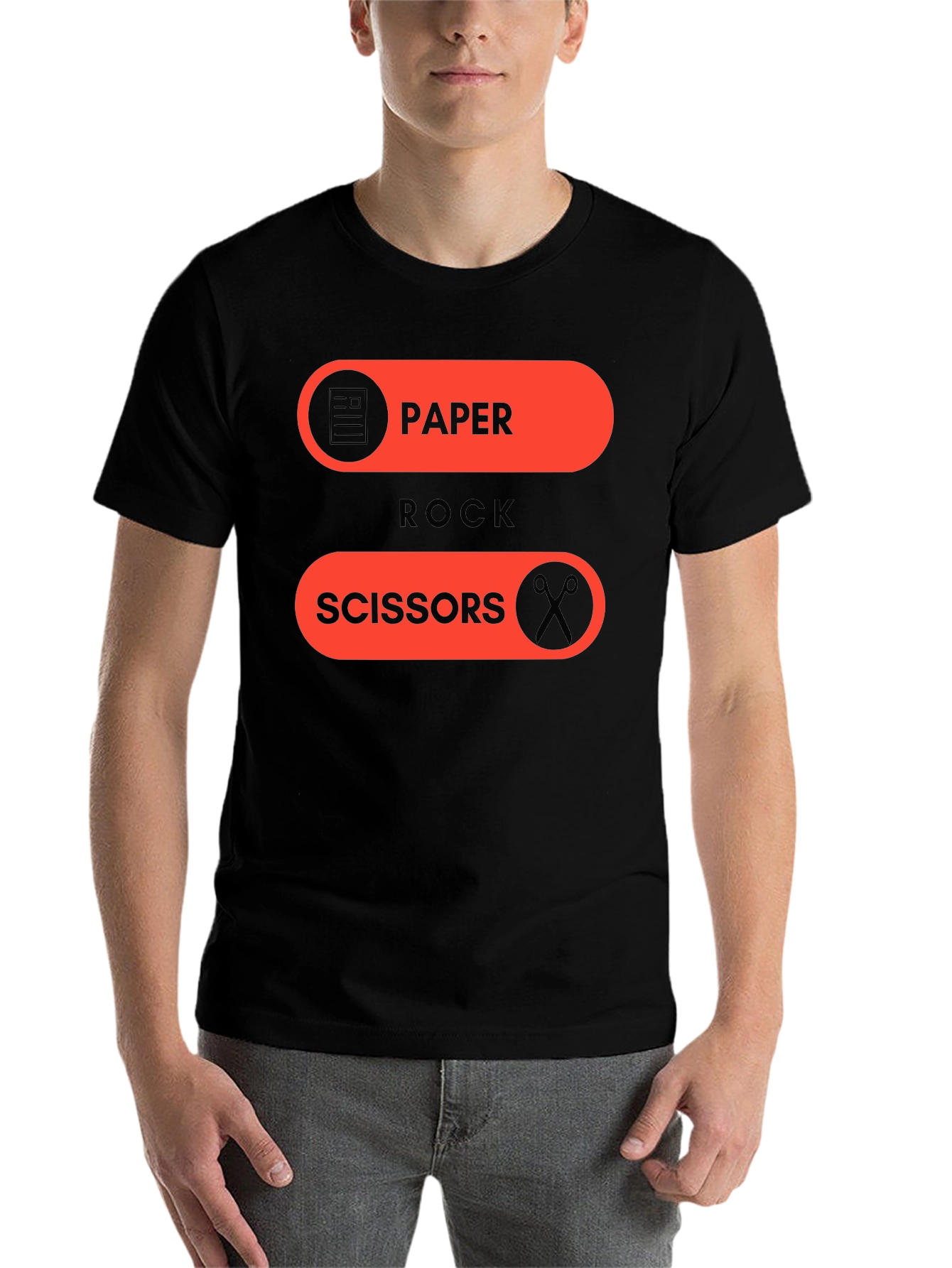 Black Paper Rock Scissors Graphic Tee - Fun Casual Wear view 7