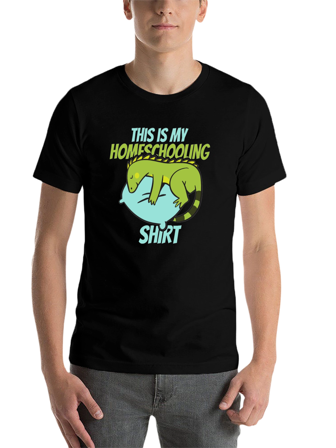 Black Homeschooling T-Shirt with Lizard Design view 7