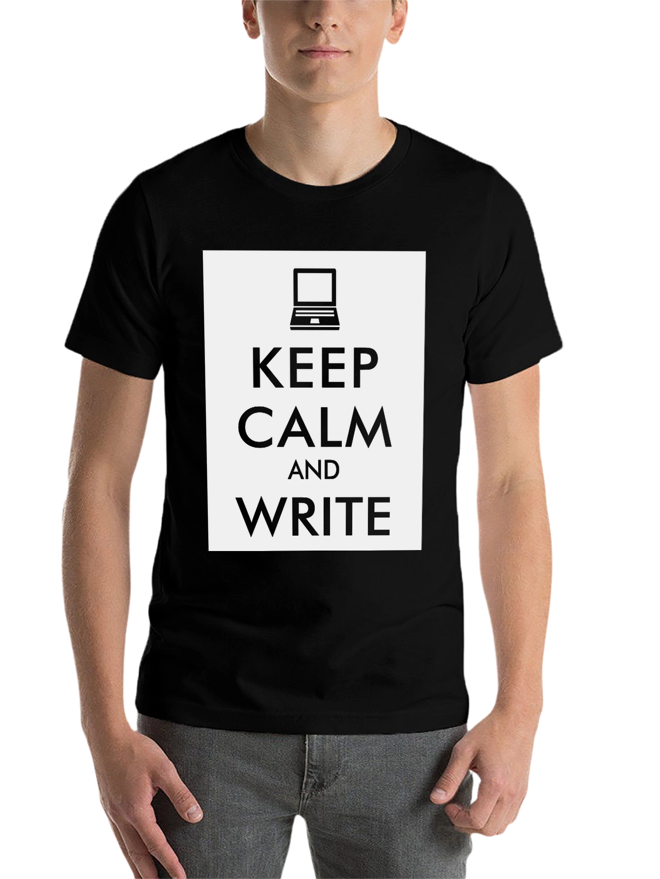 Black Keep Calm and Write T-Shirt - Writer's Tee view 7