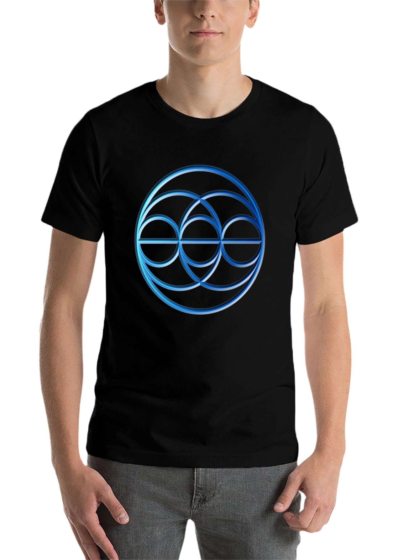 Black Geometric Circle Graphic Tee - Stylish Menswear view 7